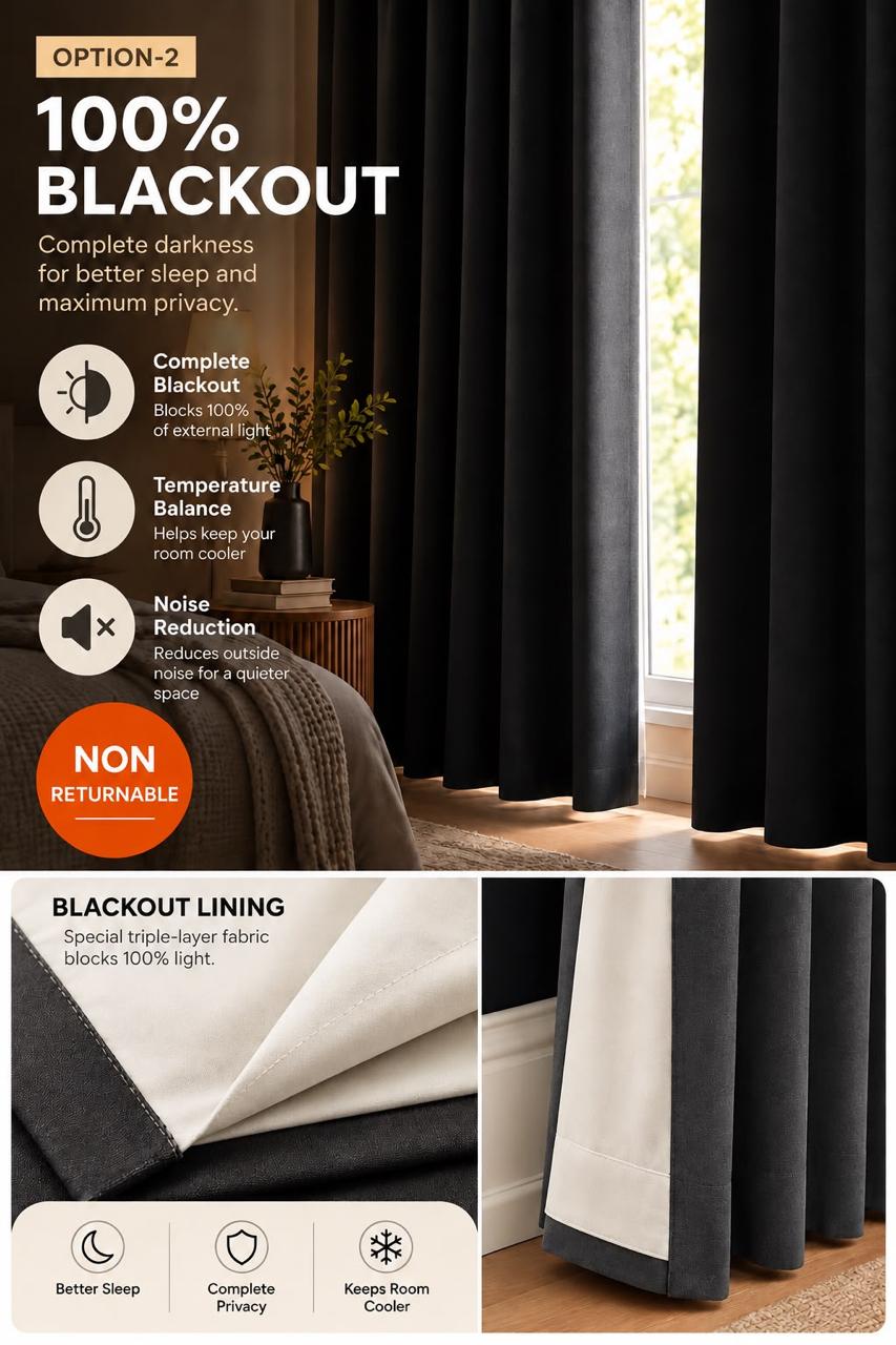 NAZAAKAT TAUPE PRINTED ROOM DARKENING CURTAIN