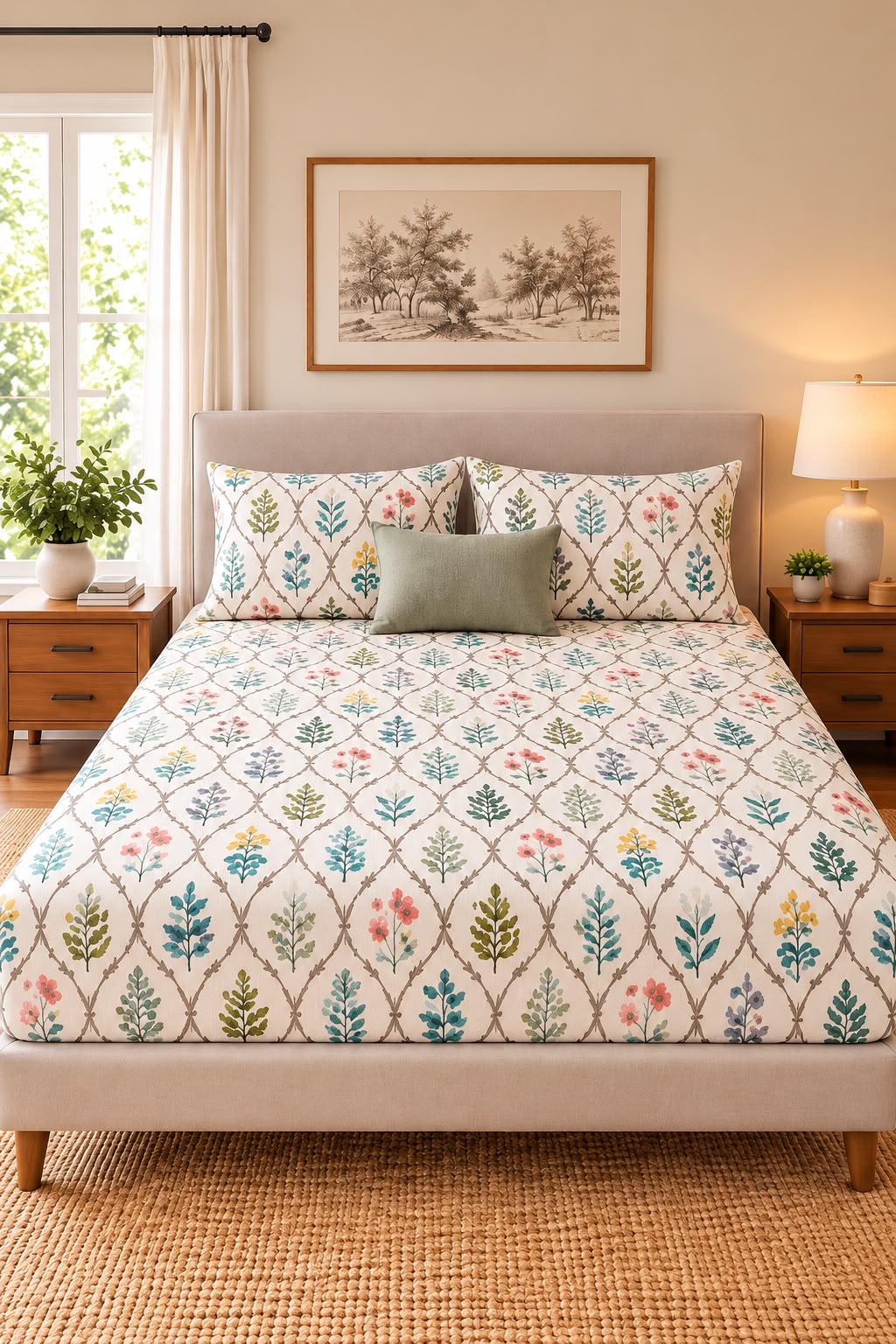 TRELLIS BEDSHEET WITH PILLOWCOVER