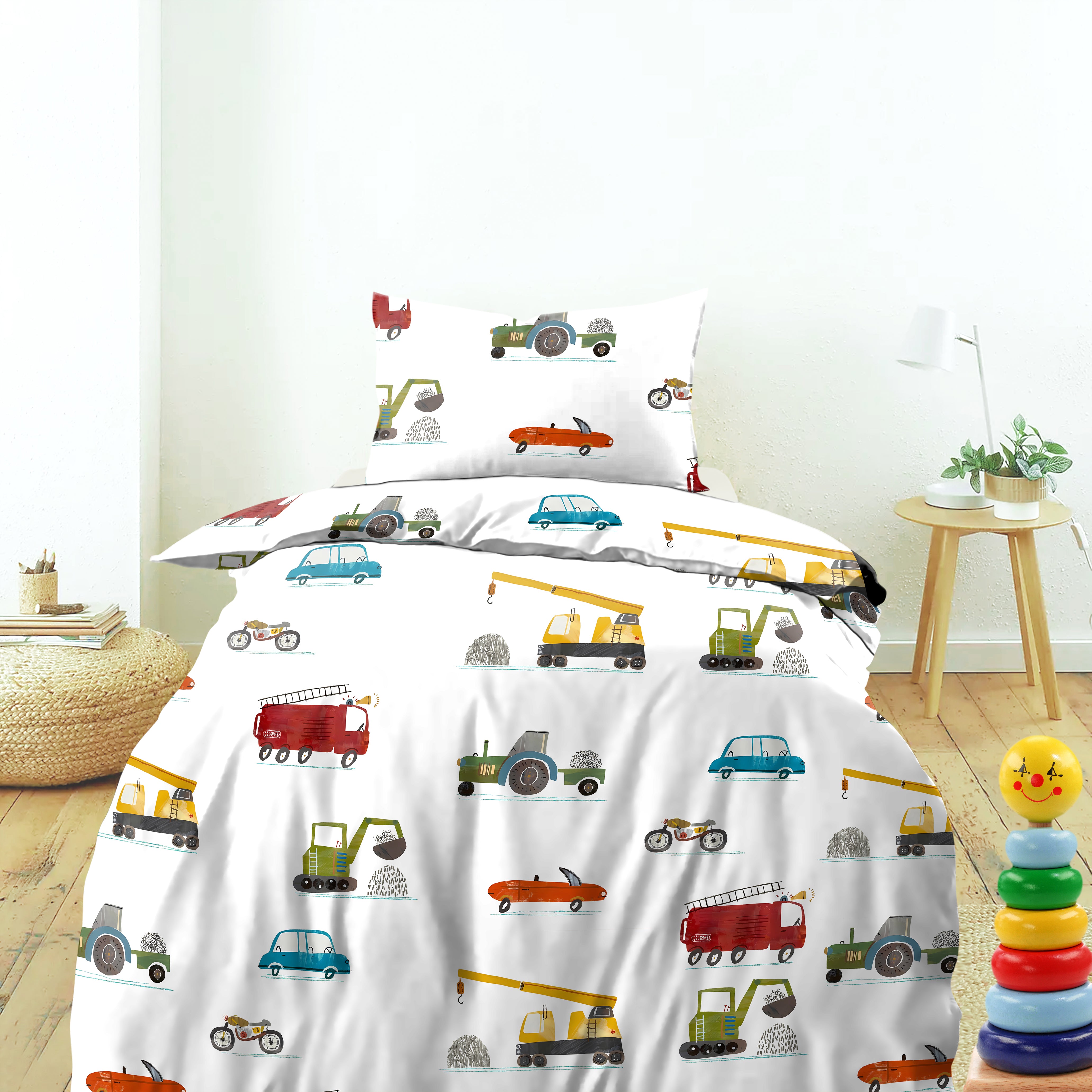 CASABLEU MICROFIBER CRANES WHITE BEDCOVER FOR SINGLE BED WITH PILLOW COVERS   KING SIZE (60" X 90")
