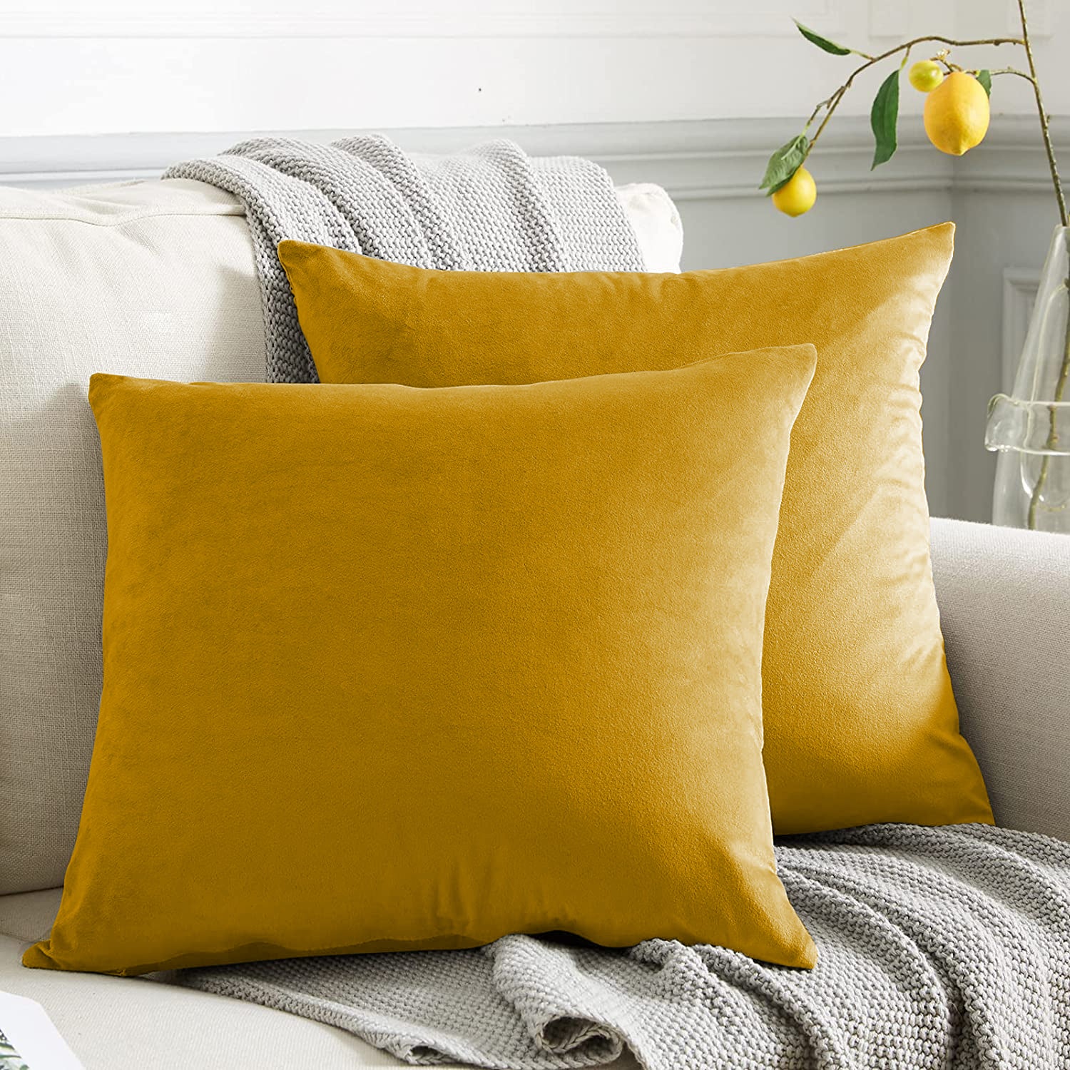 RAINBOW VELVET YELLOW-35 (16X16 INCH) DIGITAL PRINTED CUSHION COVER