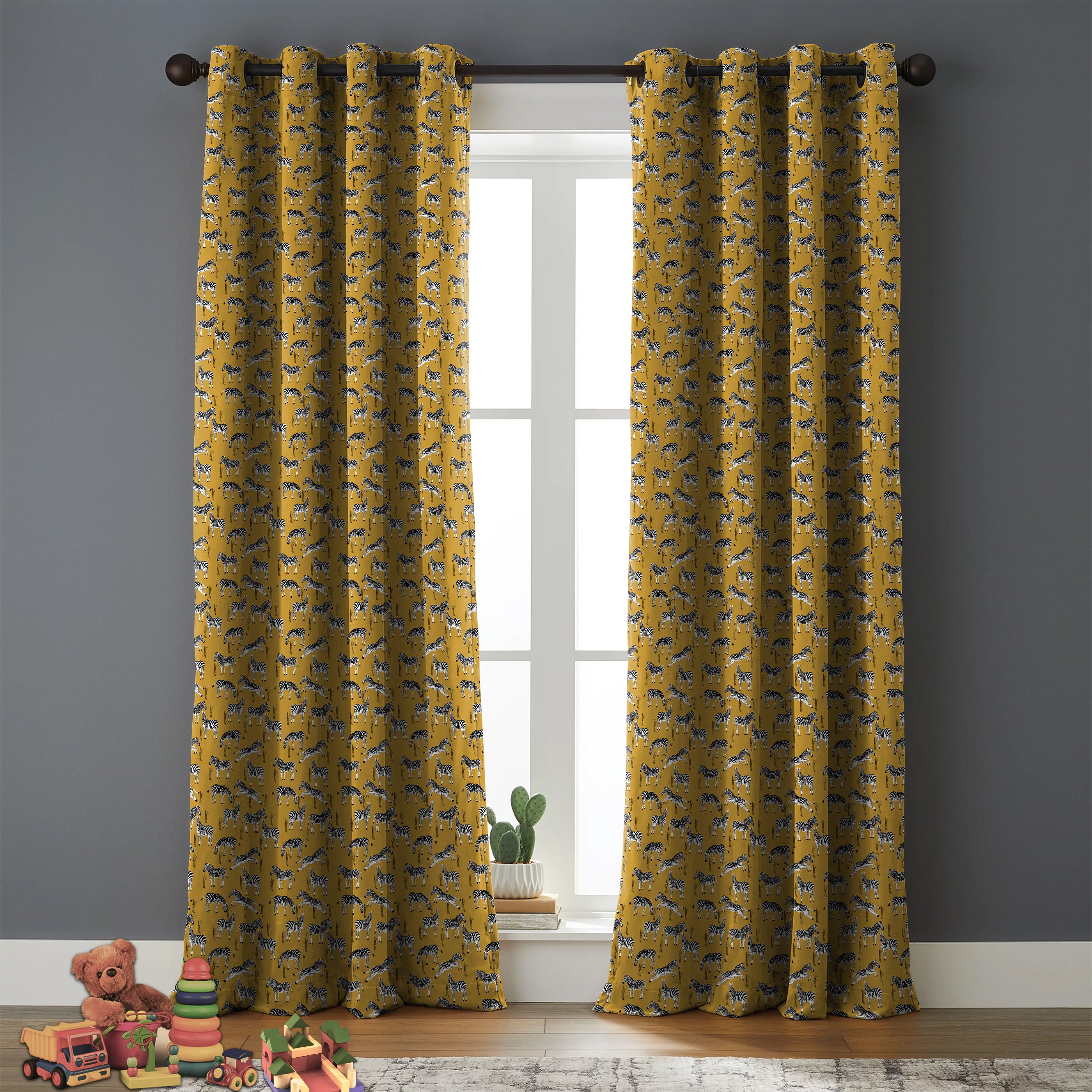 Zebra Yellow Blackout Curtains
