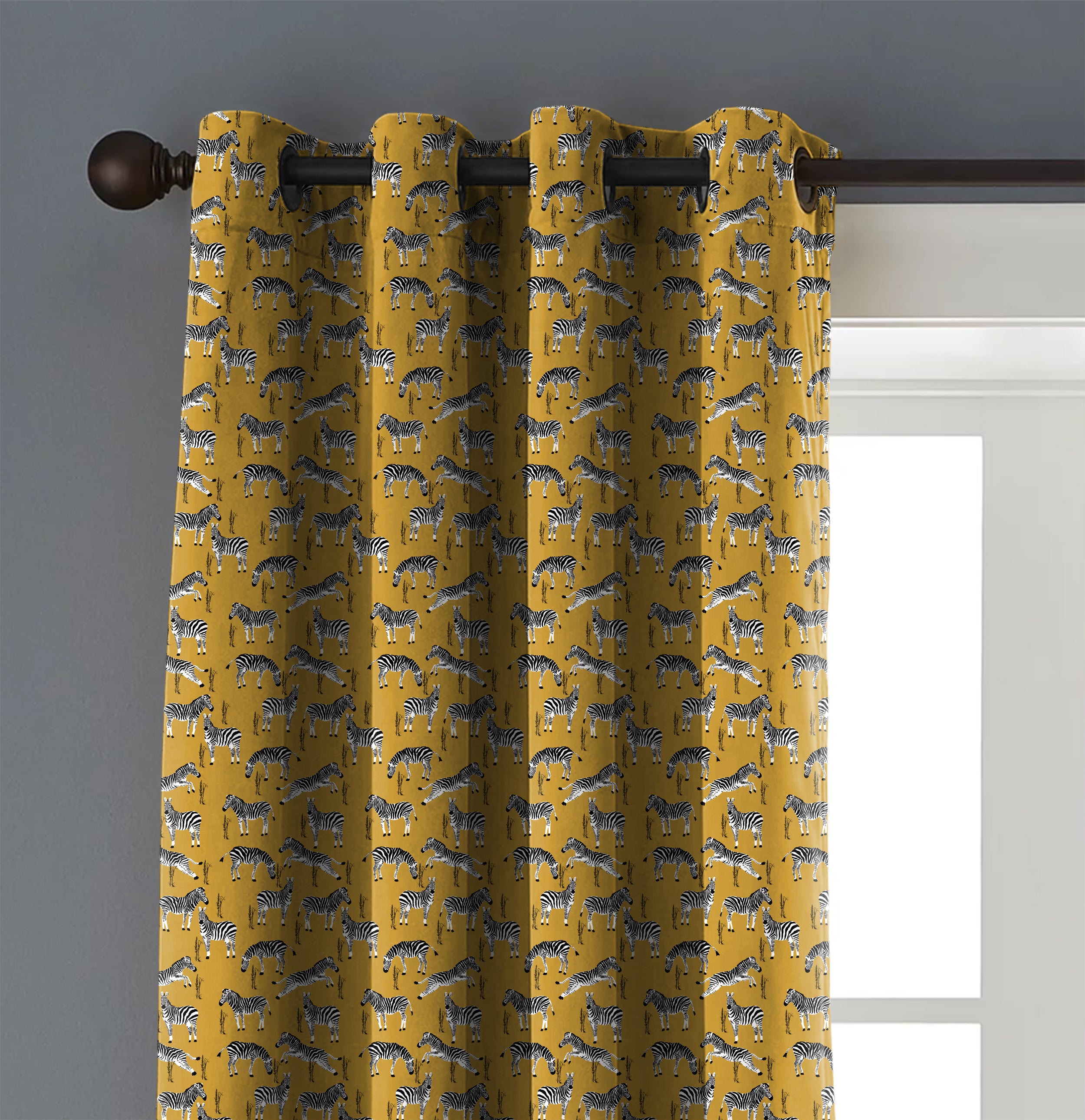 Zebra Yellow Blackout Curtain