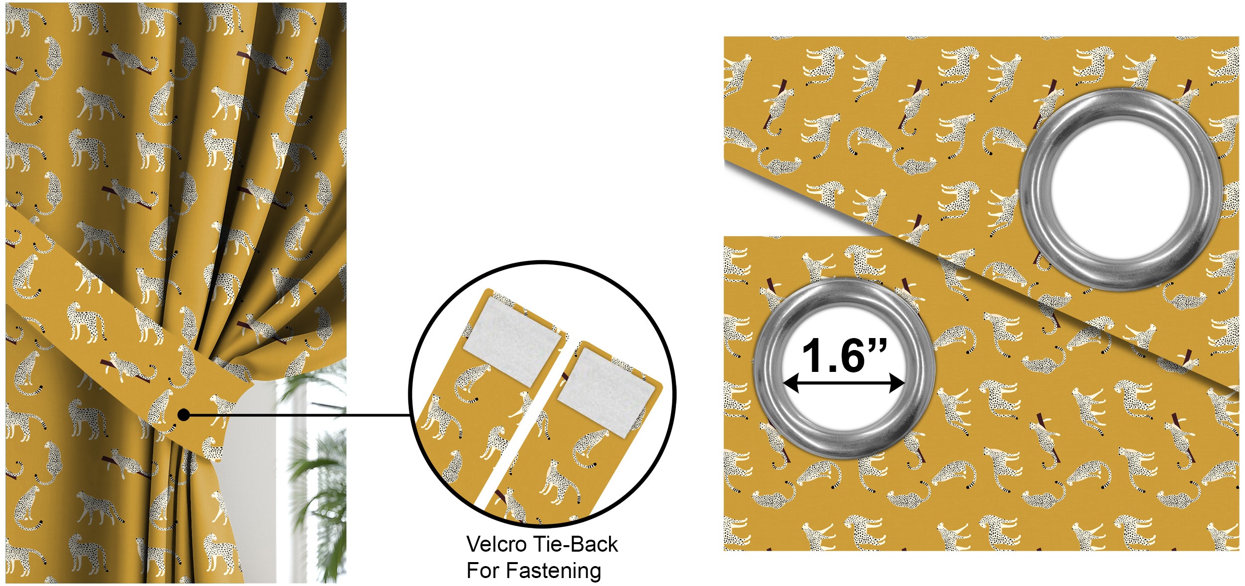 Leopard Yellow Blackout Curtains