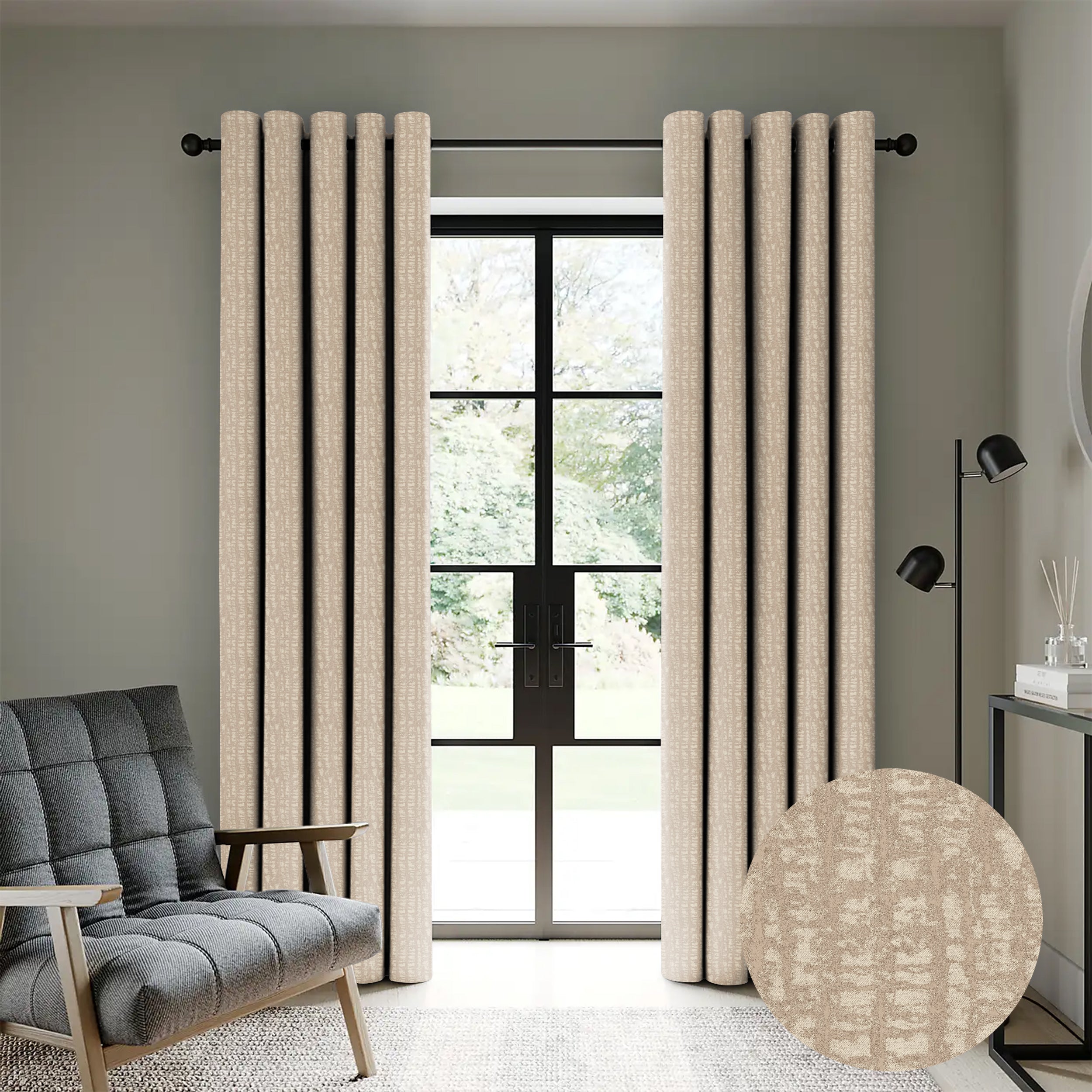 VALENCIA STONE PRINTED BLACKOUT CURTAIN