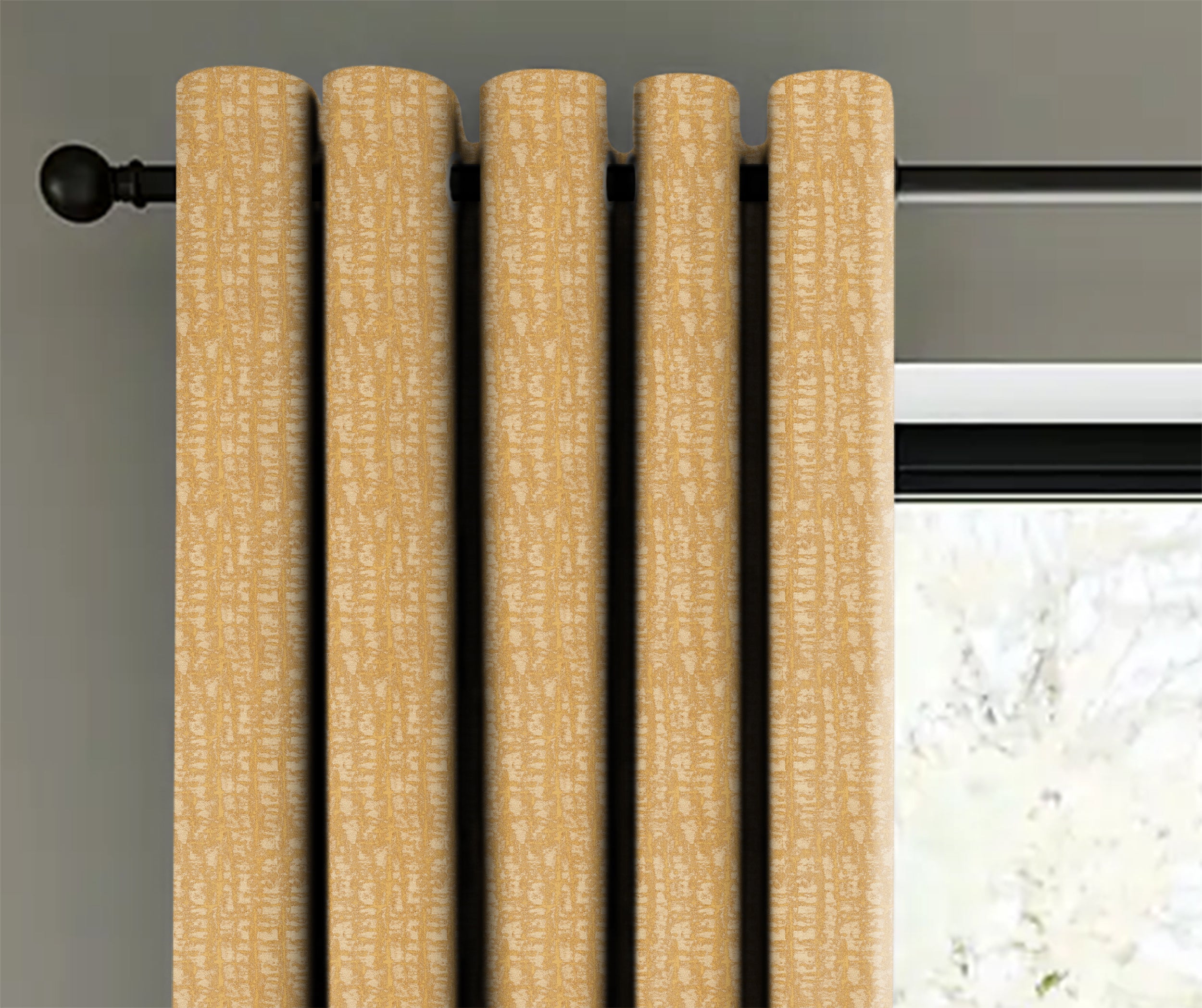 Valencia Yellow Printed Blackout Curtain