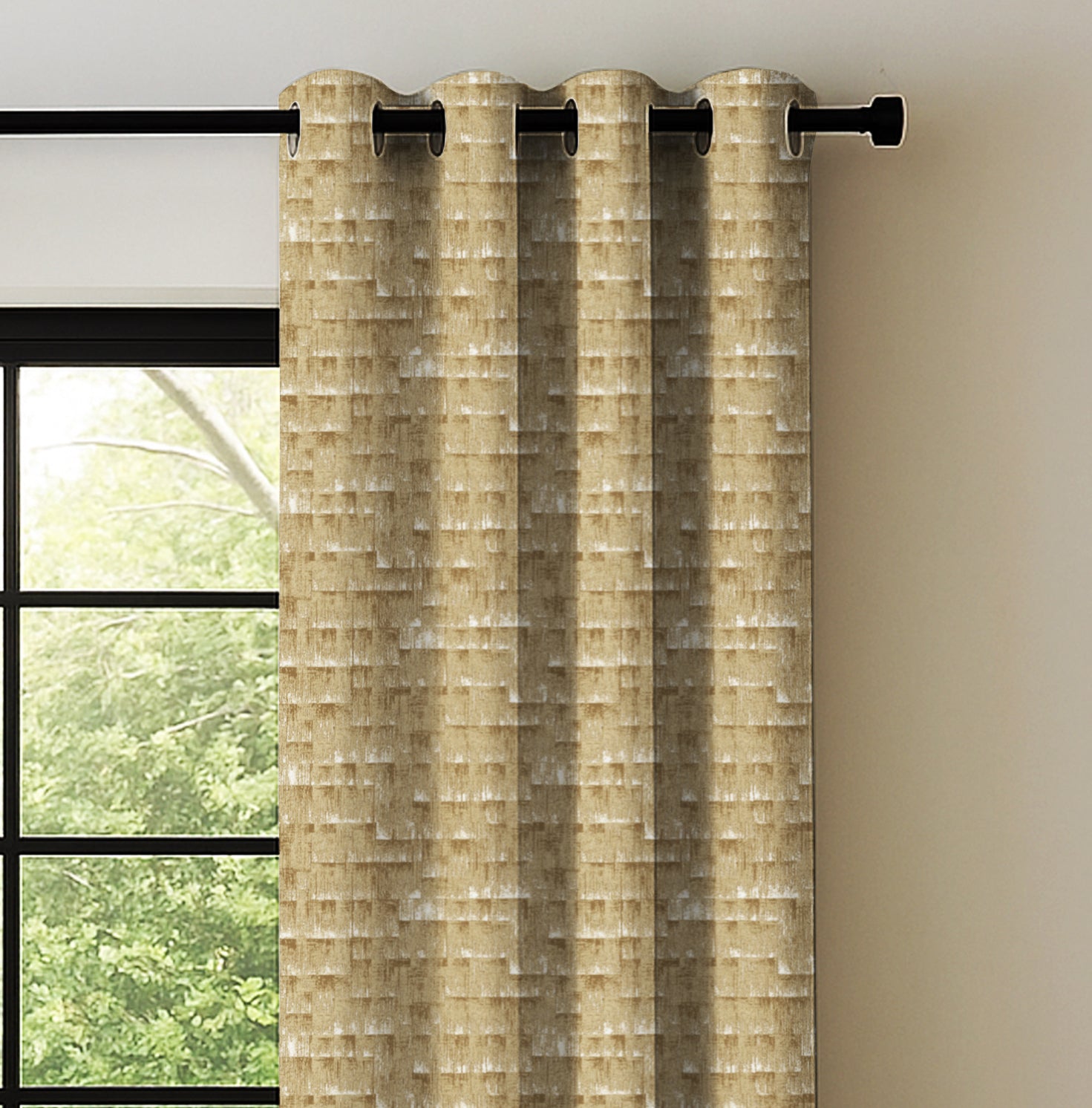 MALAGA MUSTARD PRINTED BLACKOUT CURTAINS