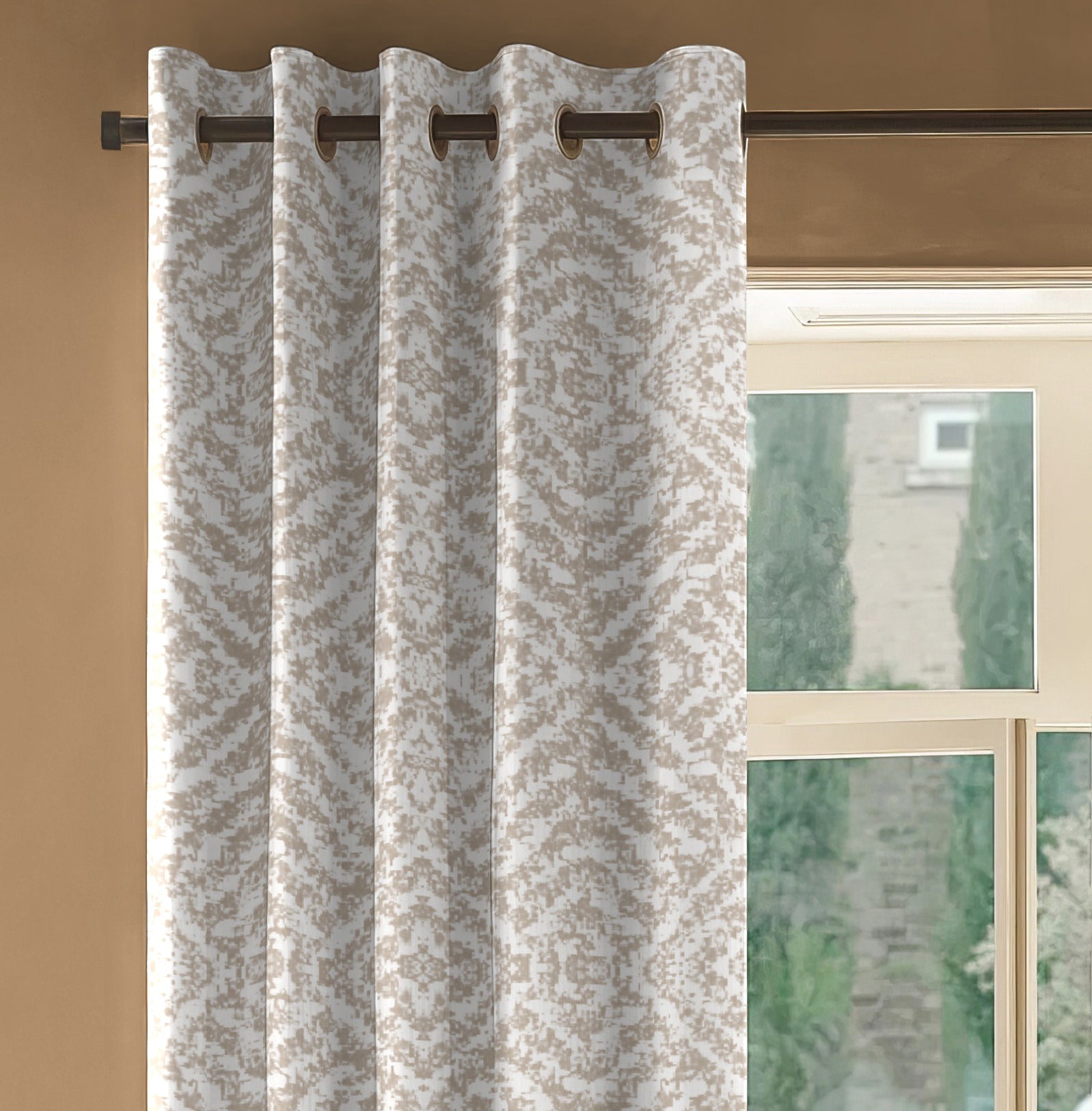SAFARI BROWN PRINTED BLACKOUT CURTAIN