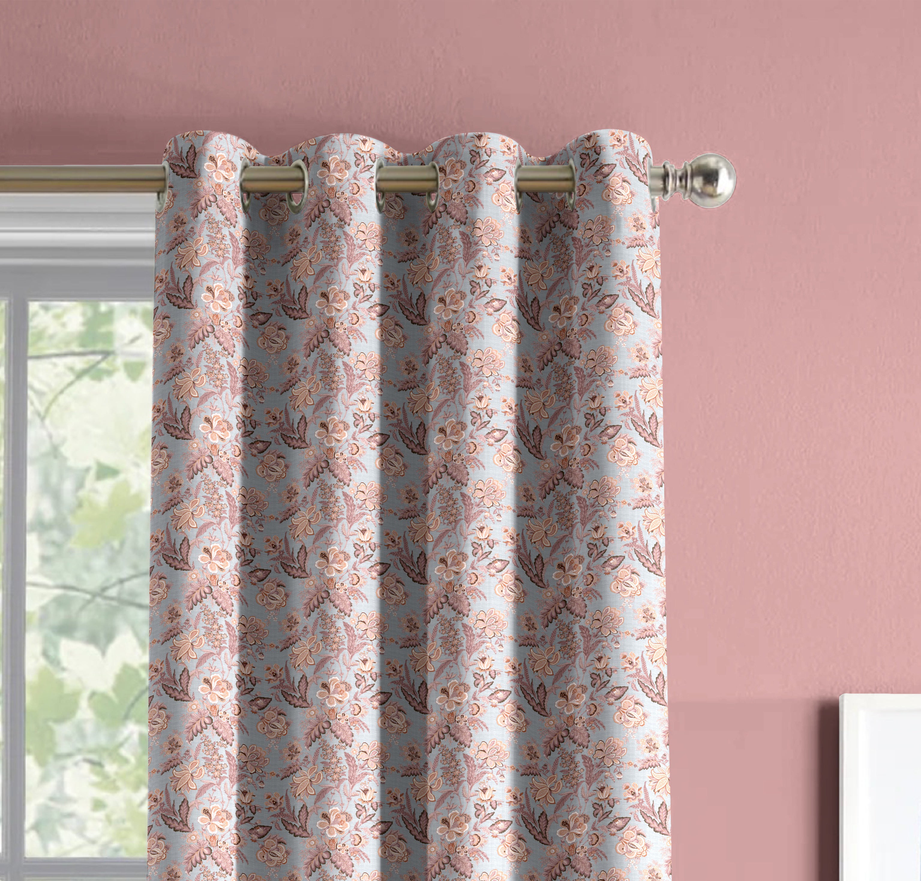 CALVIA PINK PRINTED BLACKOUT CURTAIN