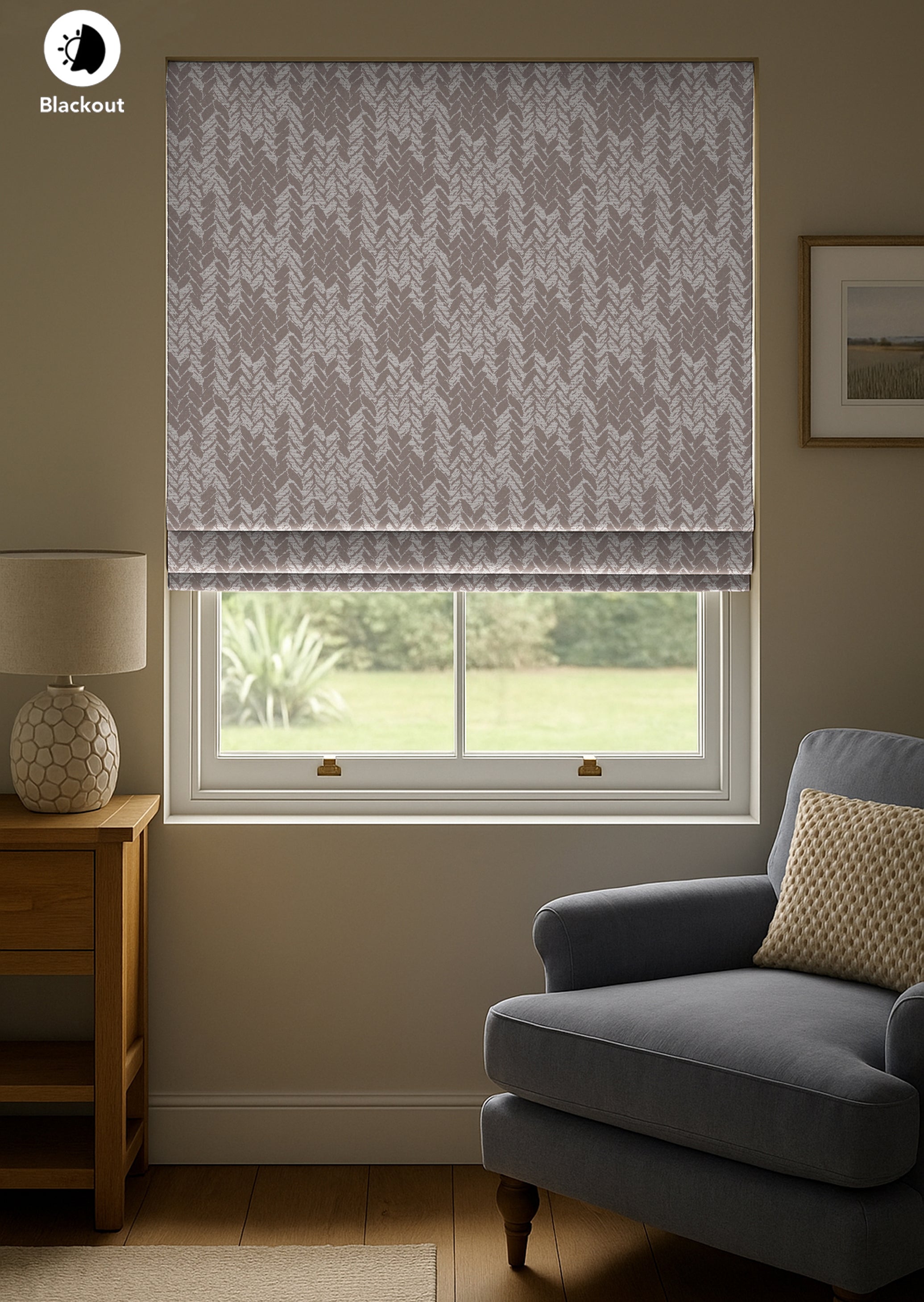 EDINA STONE READY MADE ROMAN BLIND