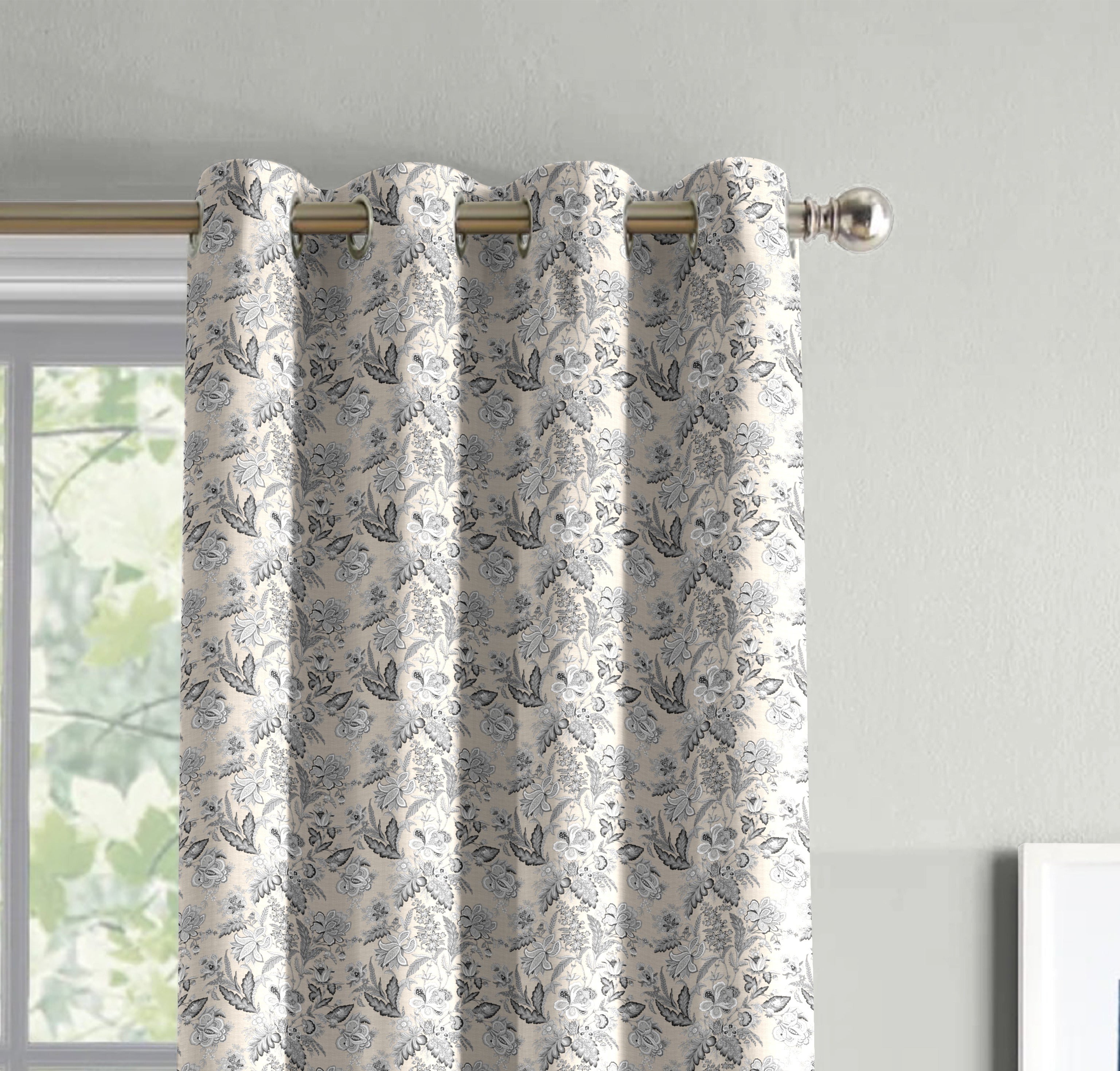 CALVIA GREY PRINTED BLACKOUT CURTAIN