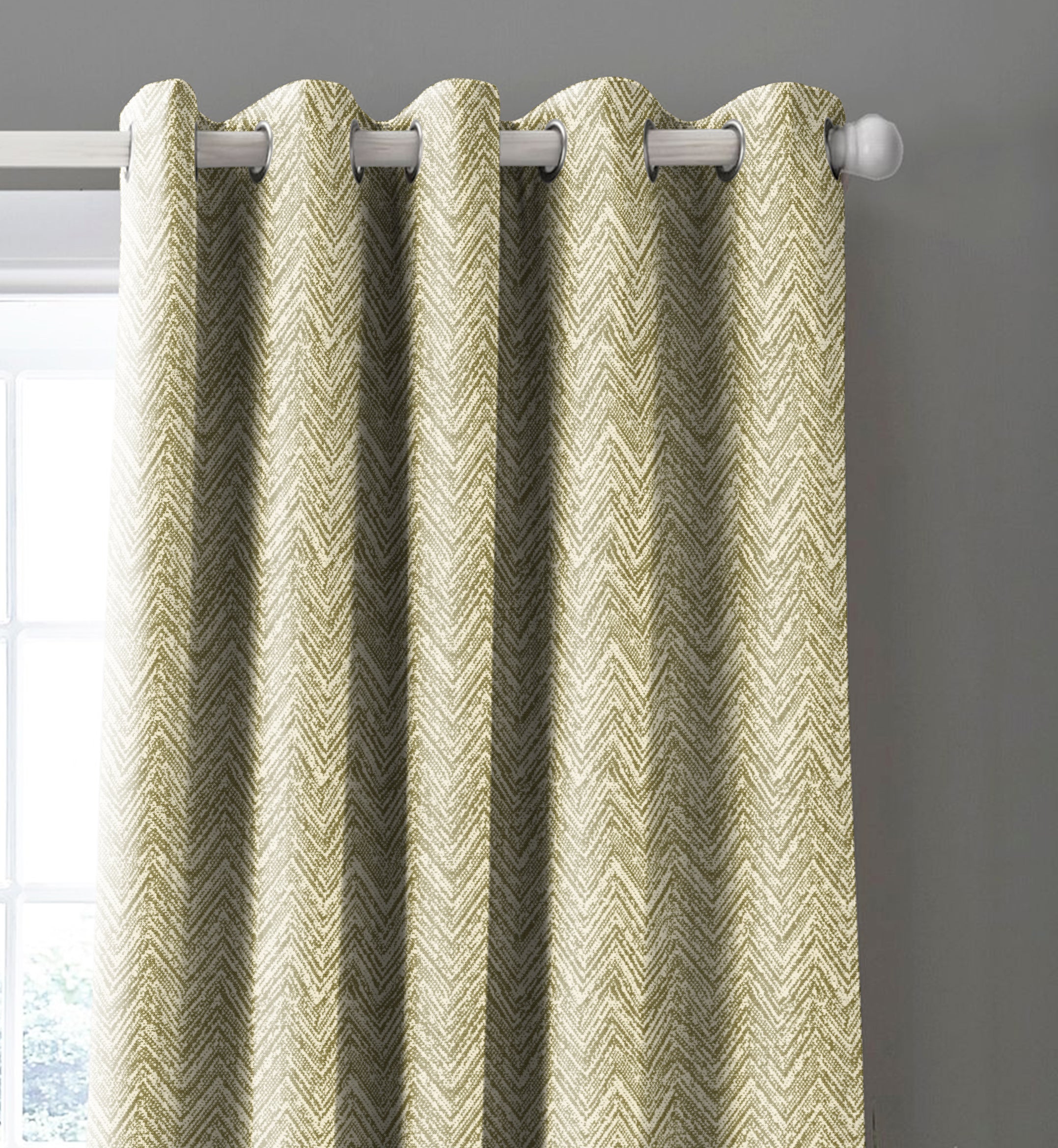 SONORA LIGHT GREEN PRINTED BLACKOUT CURTAIN