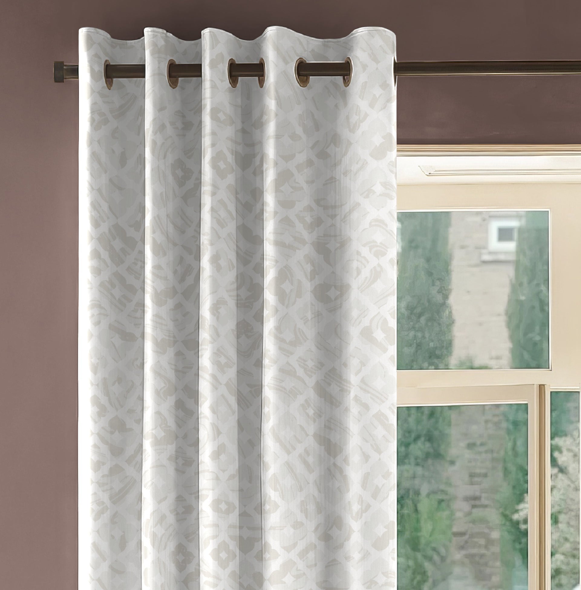 HARLOW BEIGE PRINTED BLACKOUT CURTAIN