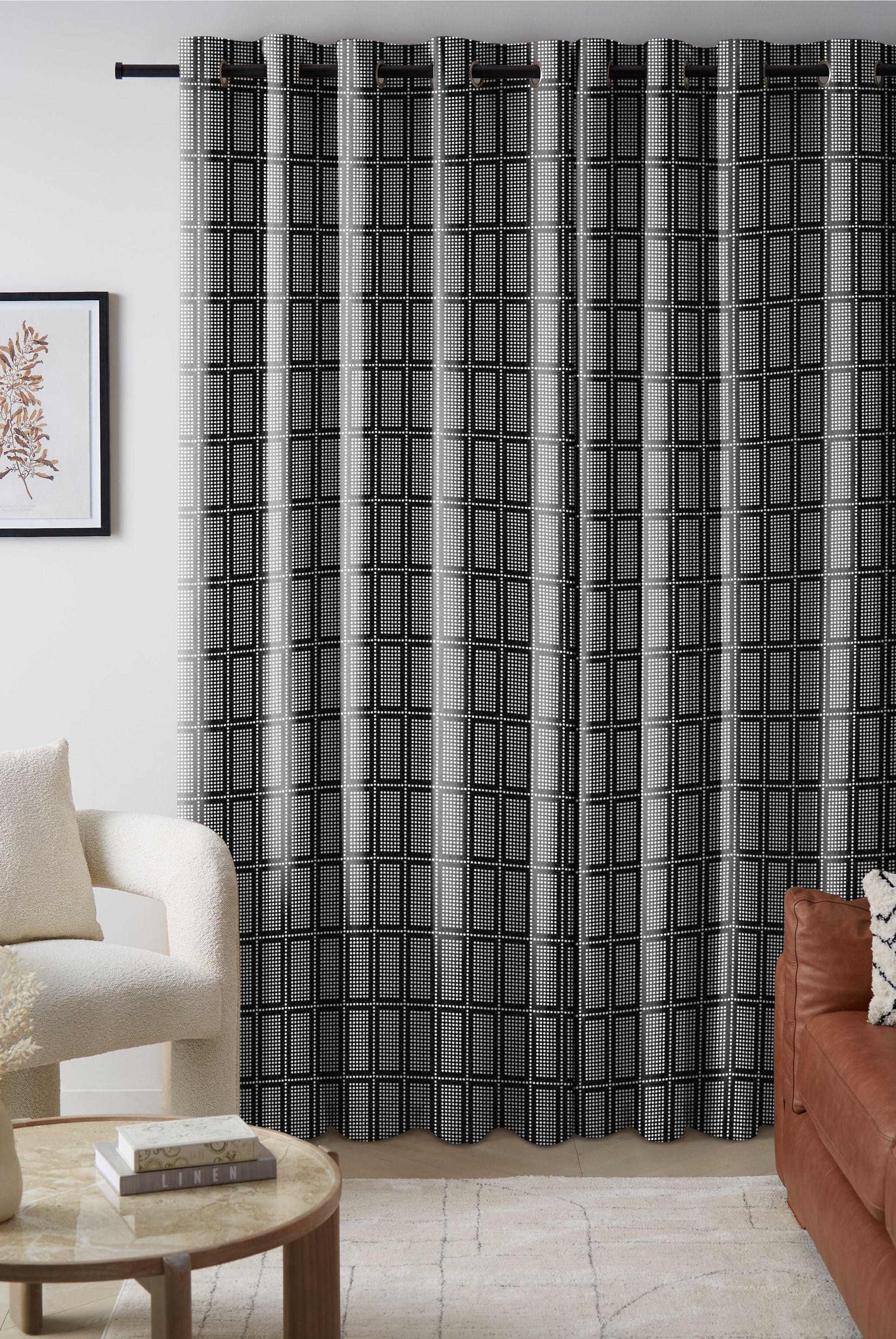 MIRABELLE CHARCOAL ROOM DARKENING PRINTED  CURTAIN
