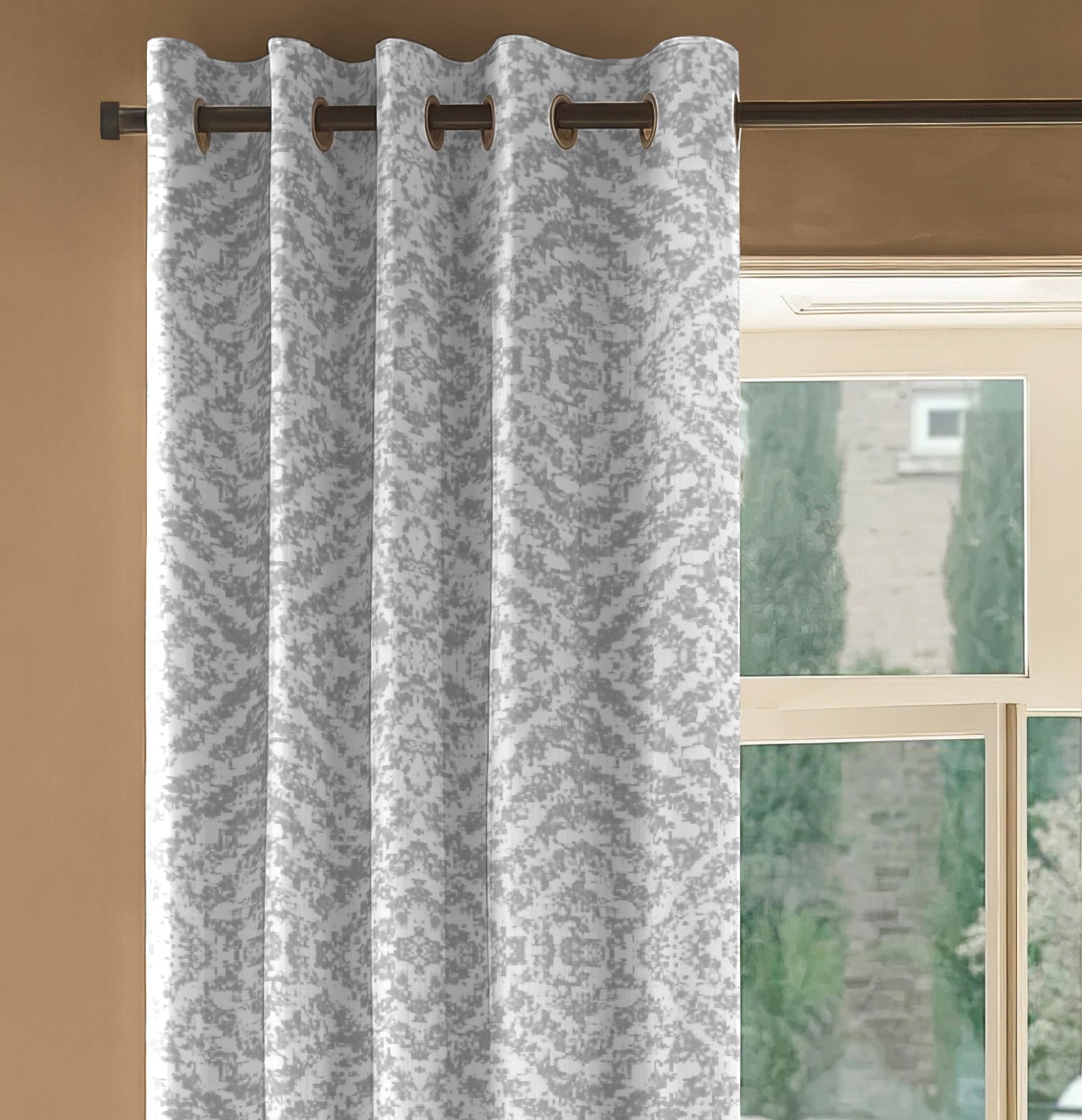 SAFARI GREY PRINTED BLACKOUT CURTAIN