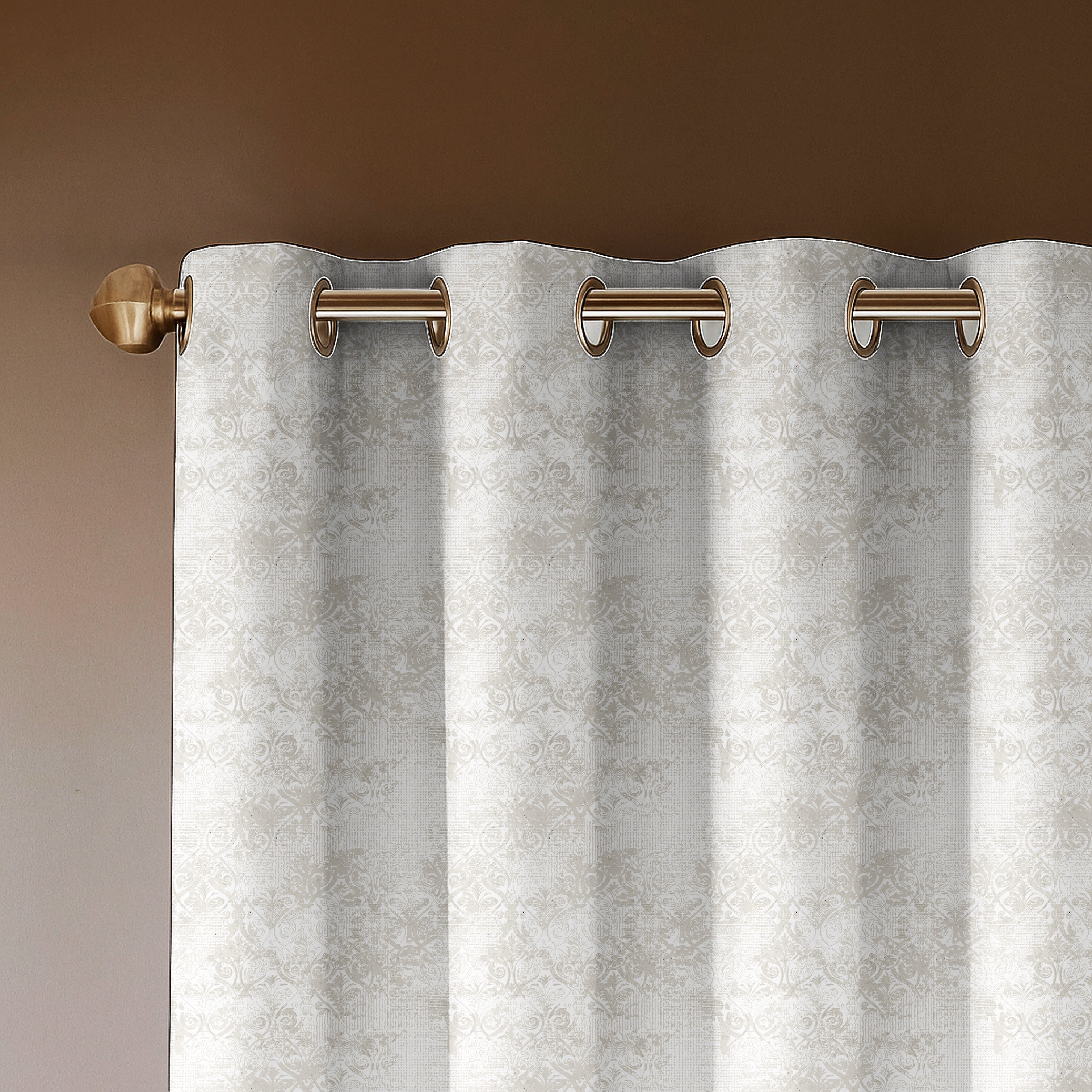 FOLK BEIGE PRINTED DIMOUT CURTAIN