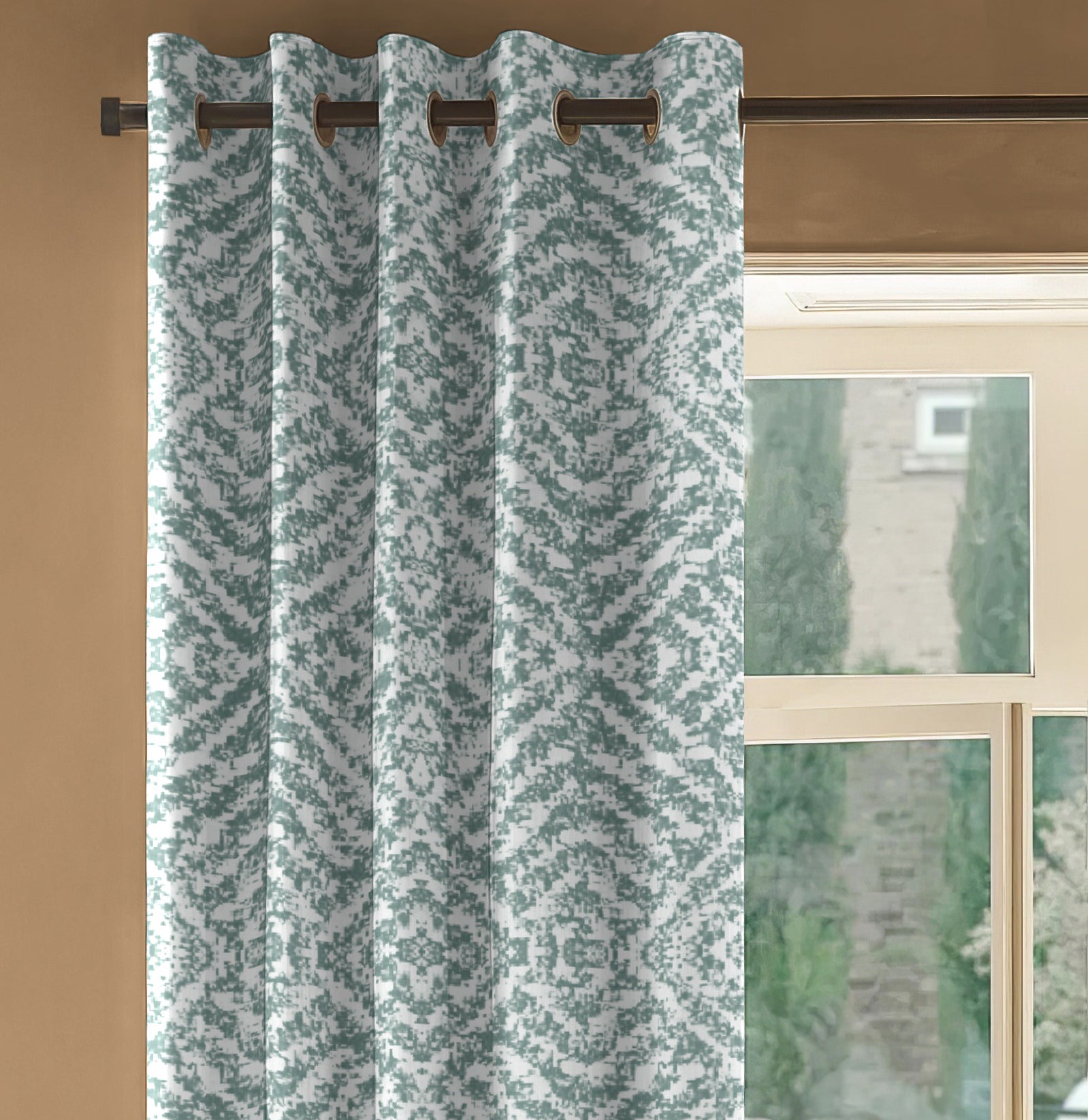 SAFARI SEAGREEN PRINTED BLACKOUT CURTAIN