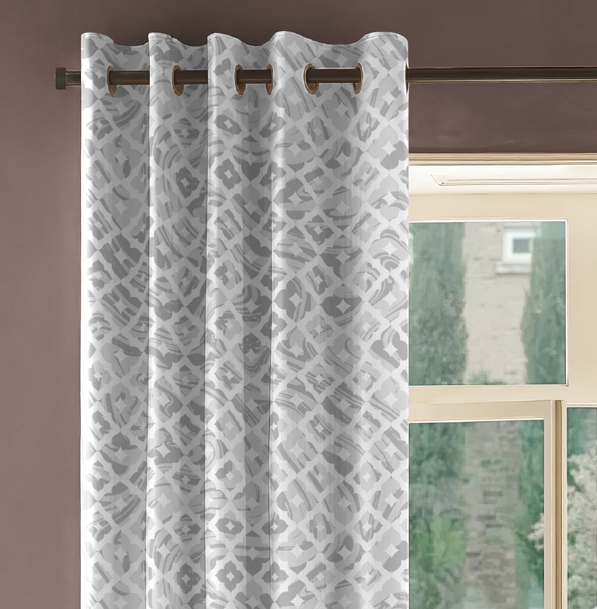 HARLOW GREY PRINTED BLACKOUT CURTAIN