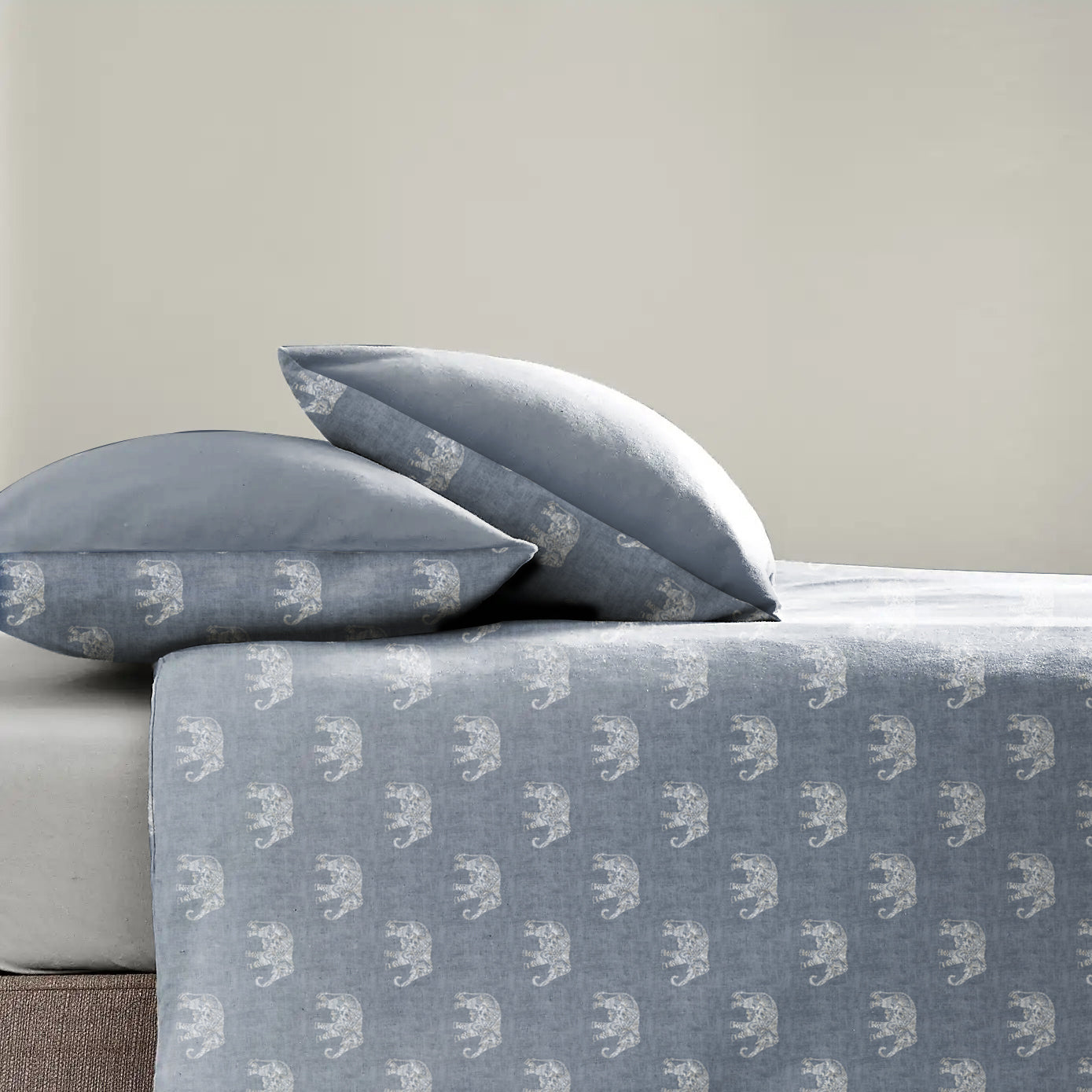 Jodhpur Elephant Bedsheet for Double Bed with 2 PillowCovers King Size (104" X 90") Indigo