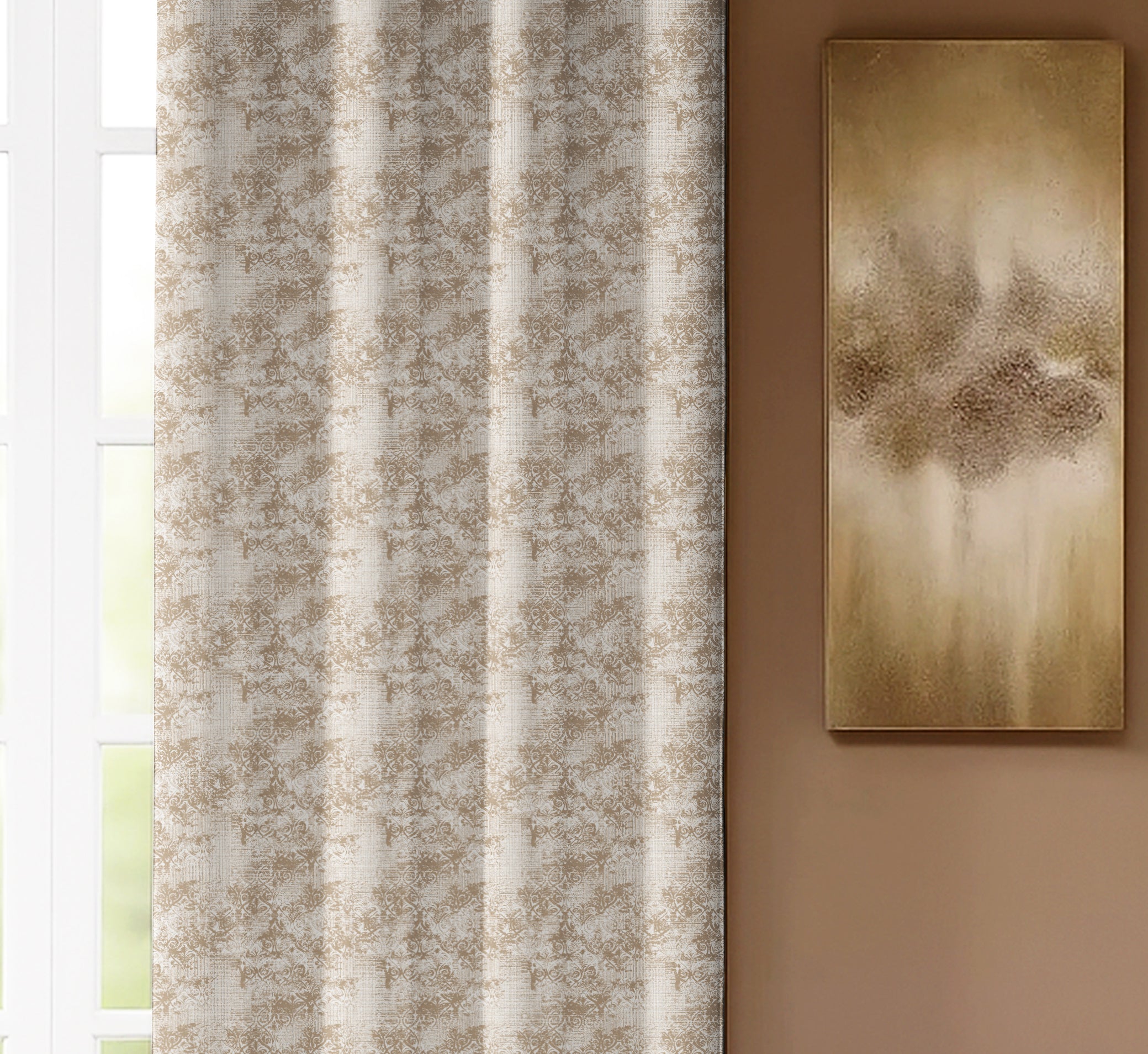 FOLK BROWN PRINTED DIMOUT CURTAIN