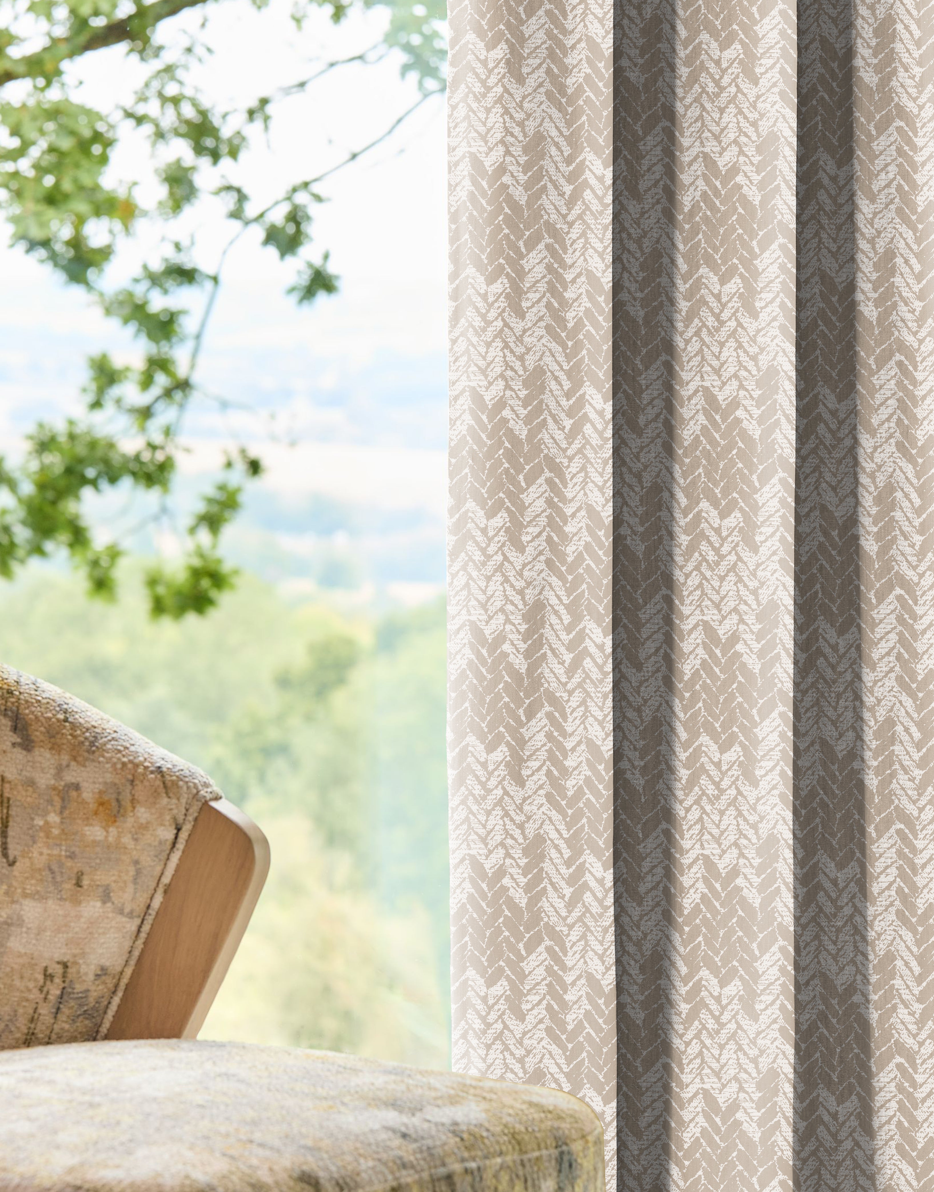 EDINA LIGHT BROWN PRINTED BLACKOUT CURTAIN
