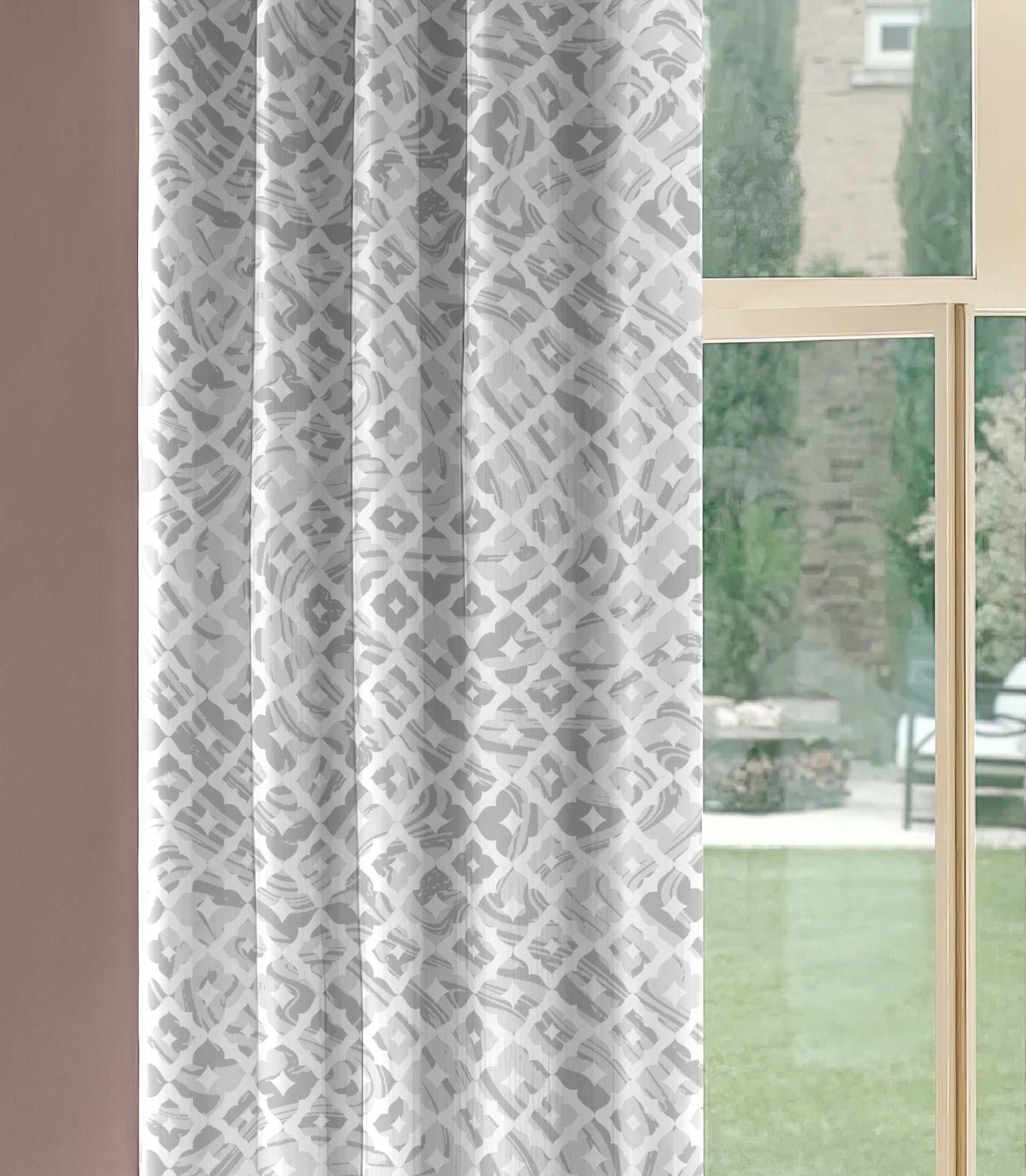 HARLOW GREY PRINTED BLACKOUT CURTAIN