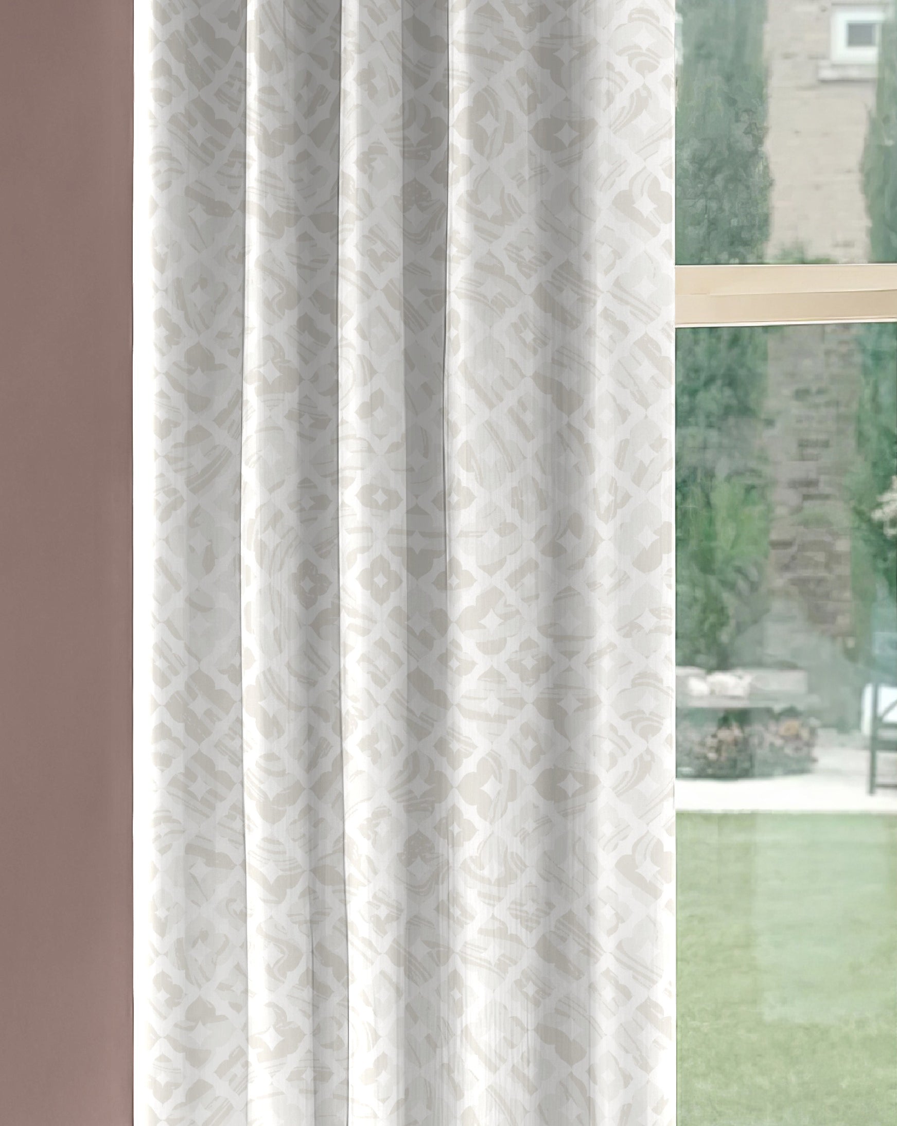 HARLOW BEIGE PRINTED BLACKOUT CURTAIN