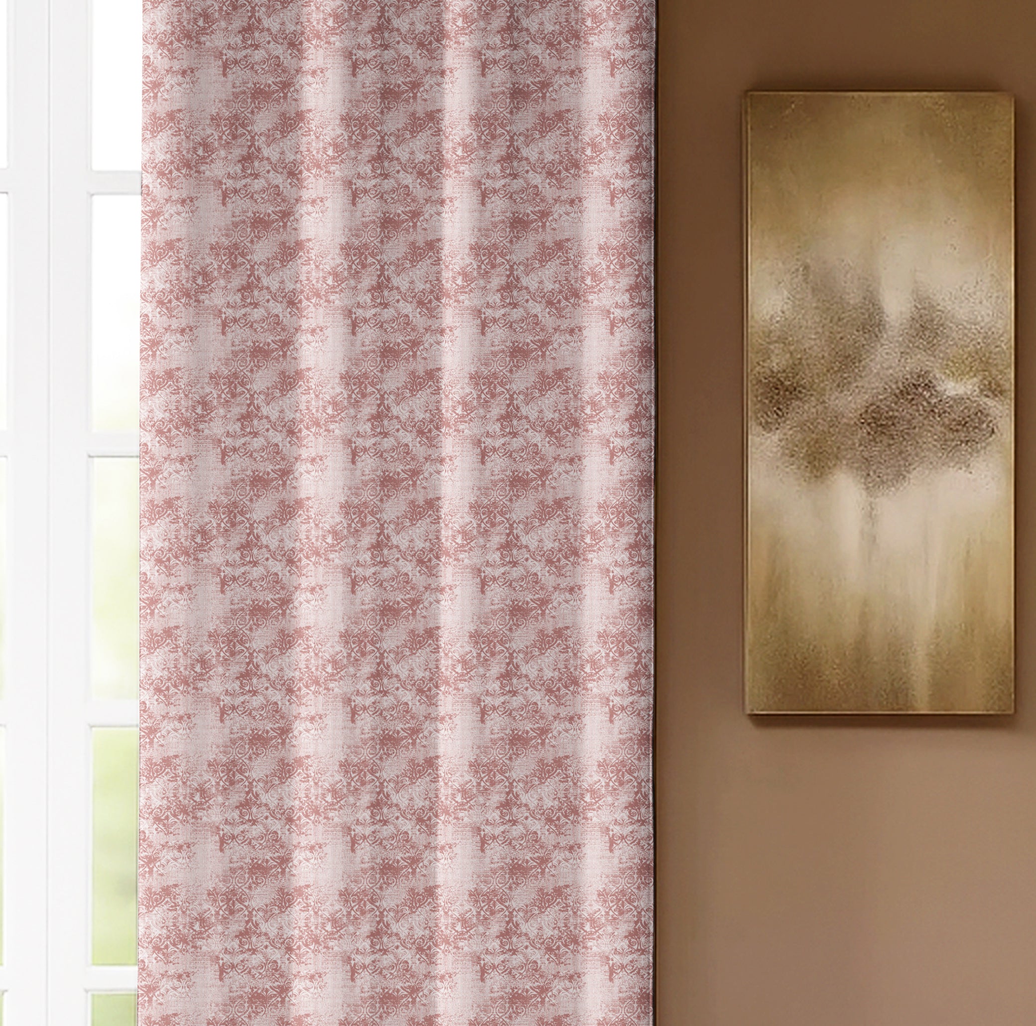 FOLK PINK PRINTED DIMOUT CURTAIN