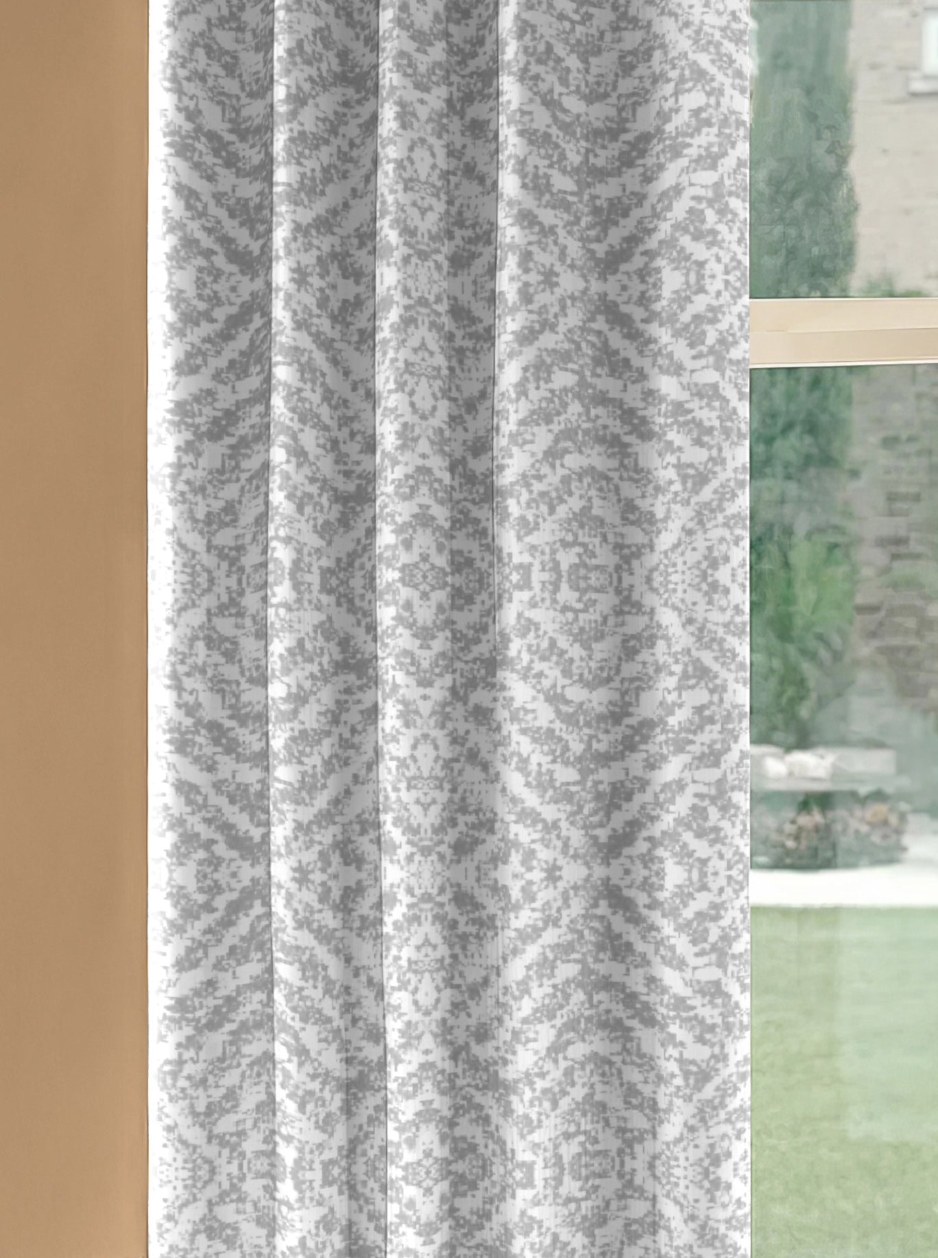 SAFARI GREY PRINTED BLACKOUT CURTAIN