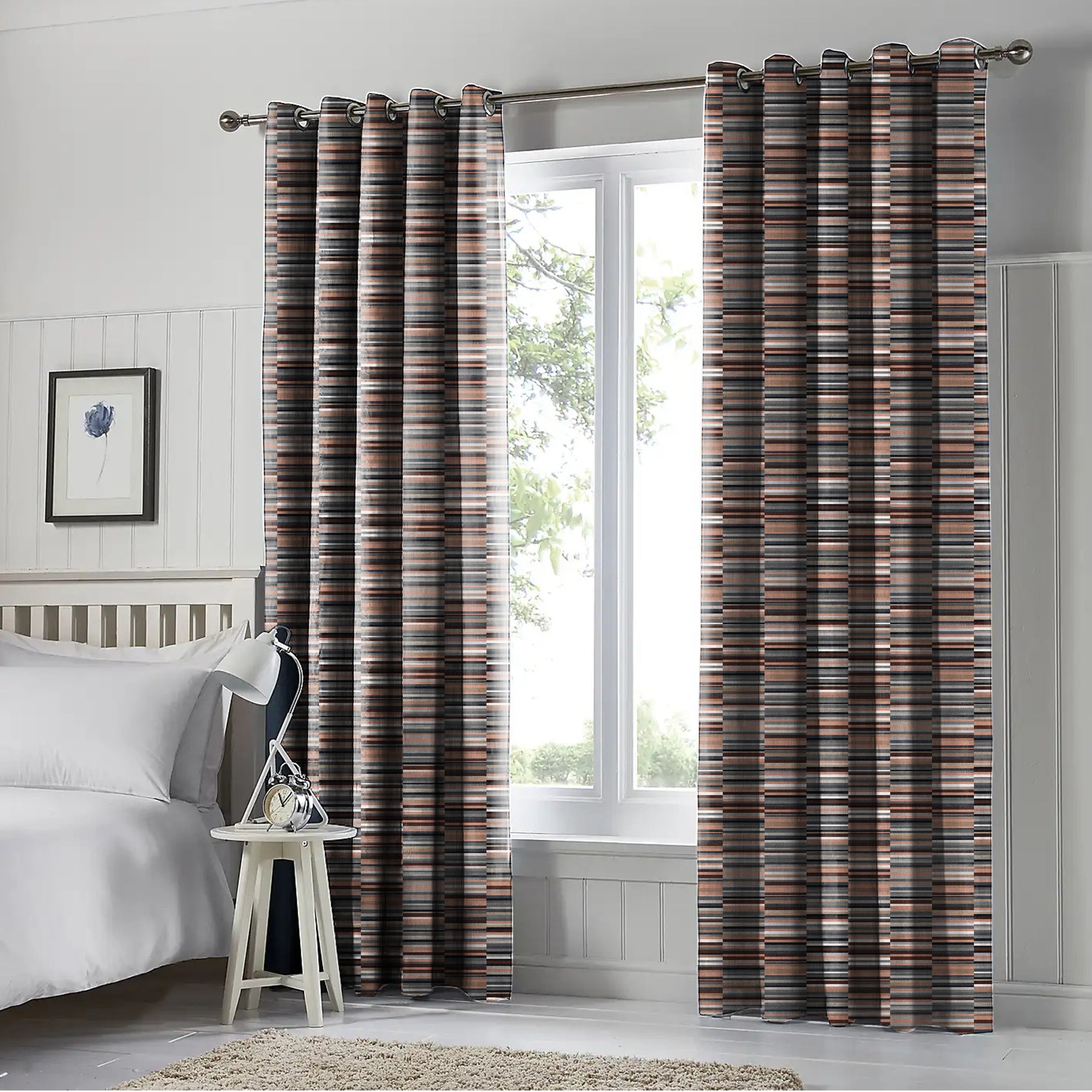 ILLUSION DASH BLACKOUT CURTAIN TERRACOTTA/COFFEE