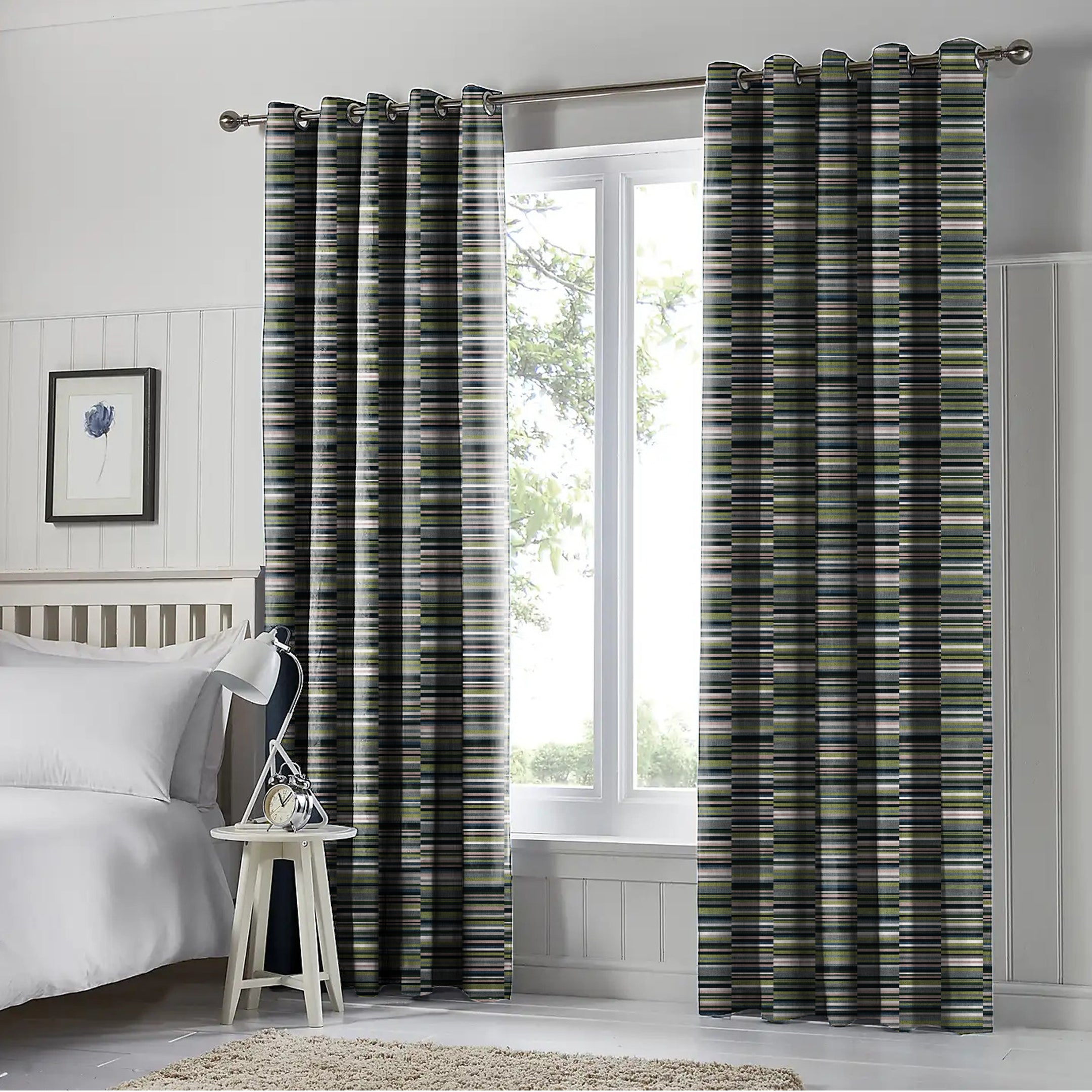 ILLUSION DASH BLACKOUT CURTAINS OLIVE/GREEN