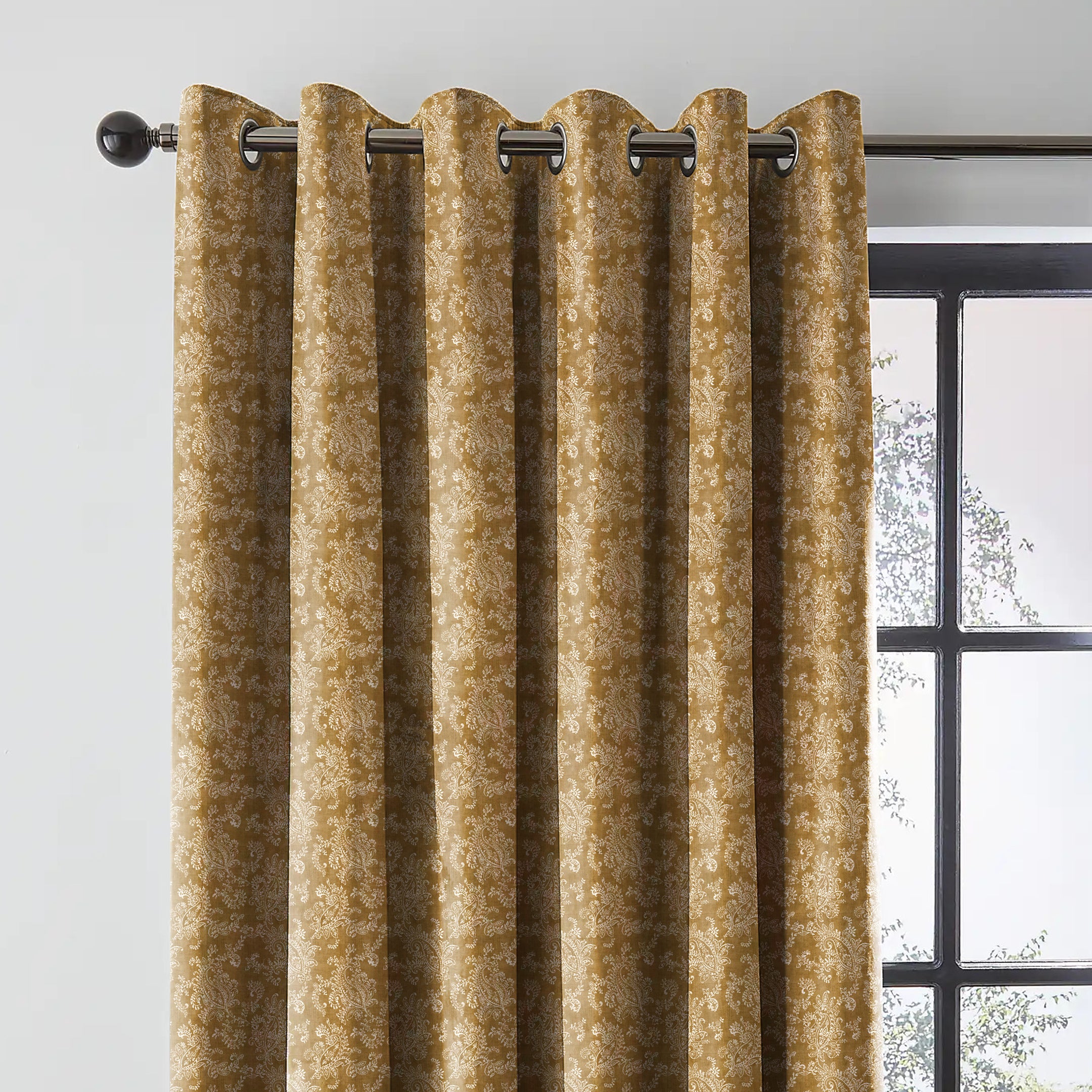 JODHPUR FLOWERS BLACKOUT CURTAIN CAMEL