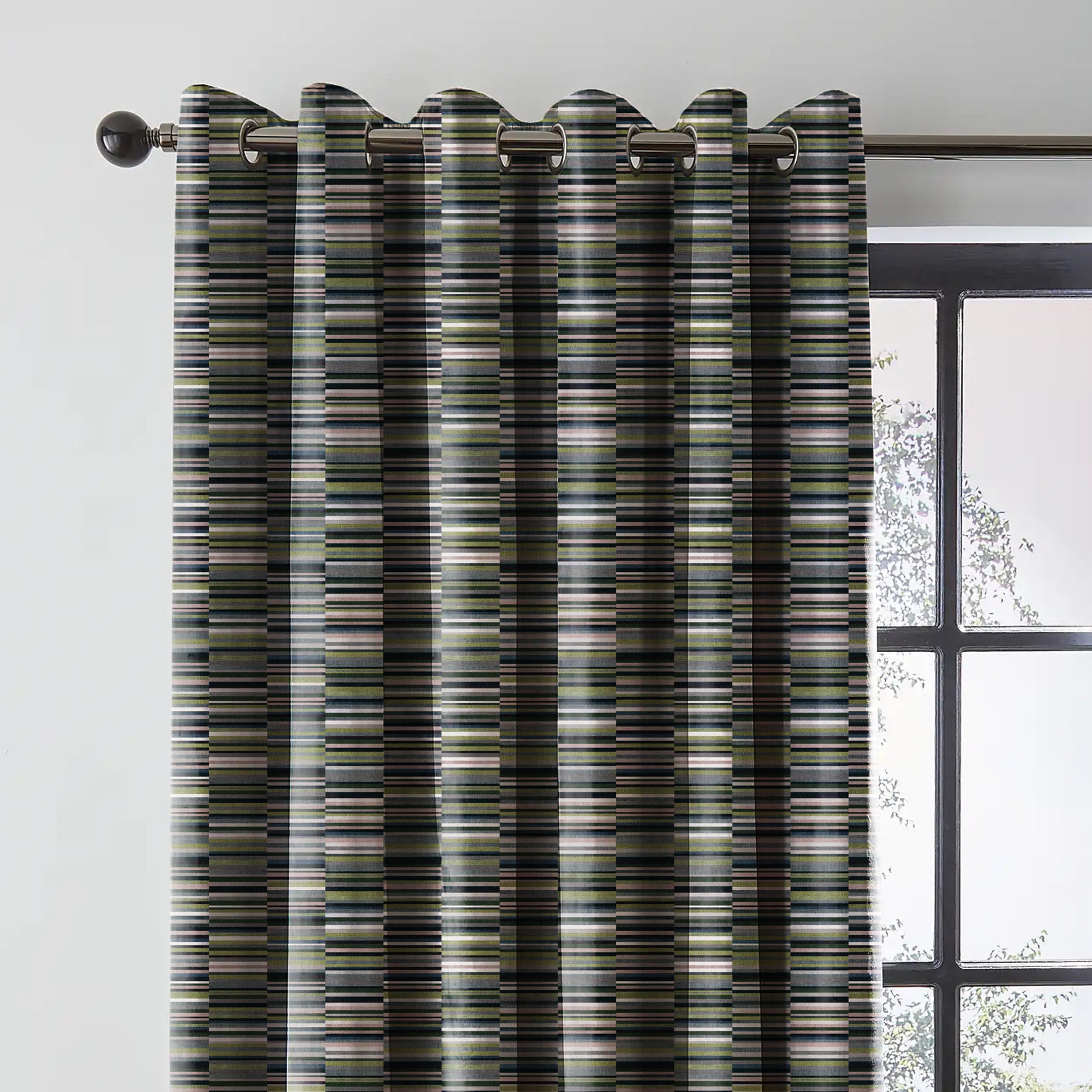 ILLUSION DASH BLACKOUT CURTAINS OLIVE/GREEN