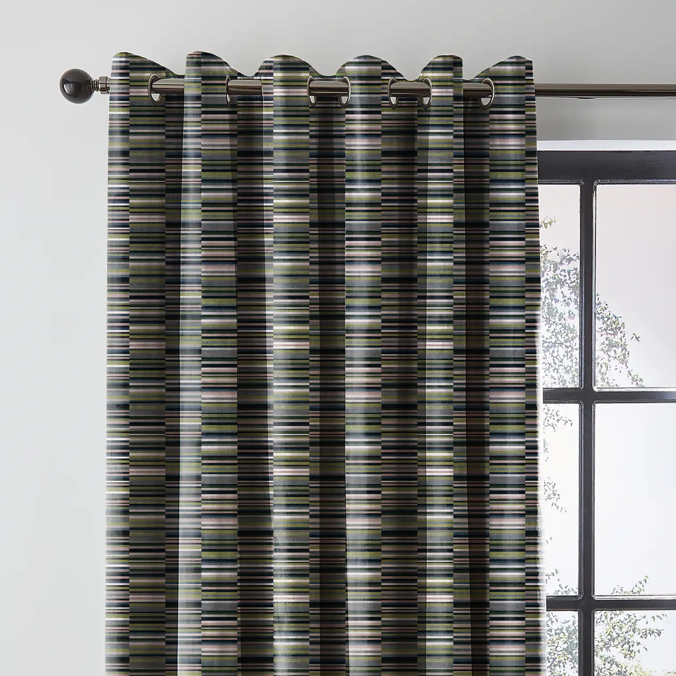 ILLUSION DASH BLACKOUT CURTAIN OLIVE/GREEN