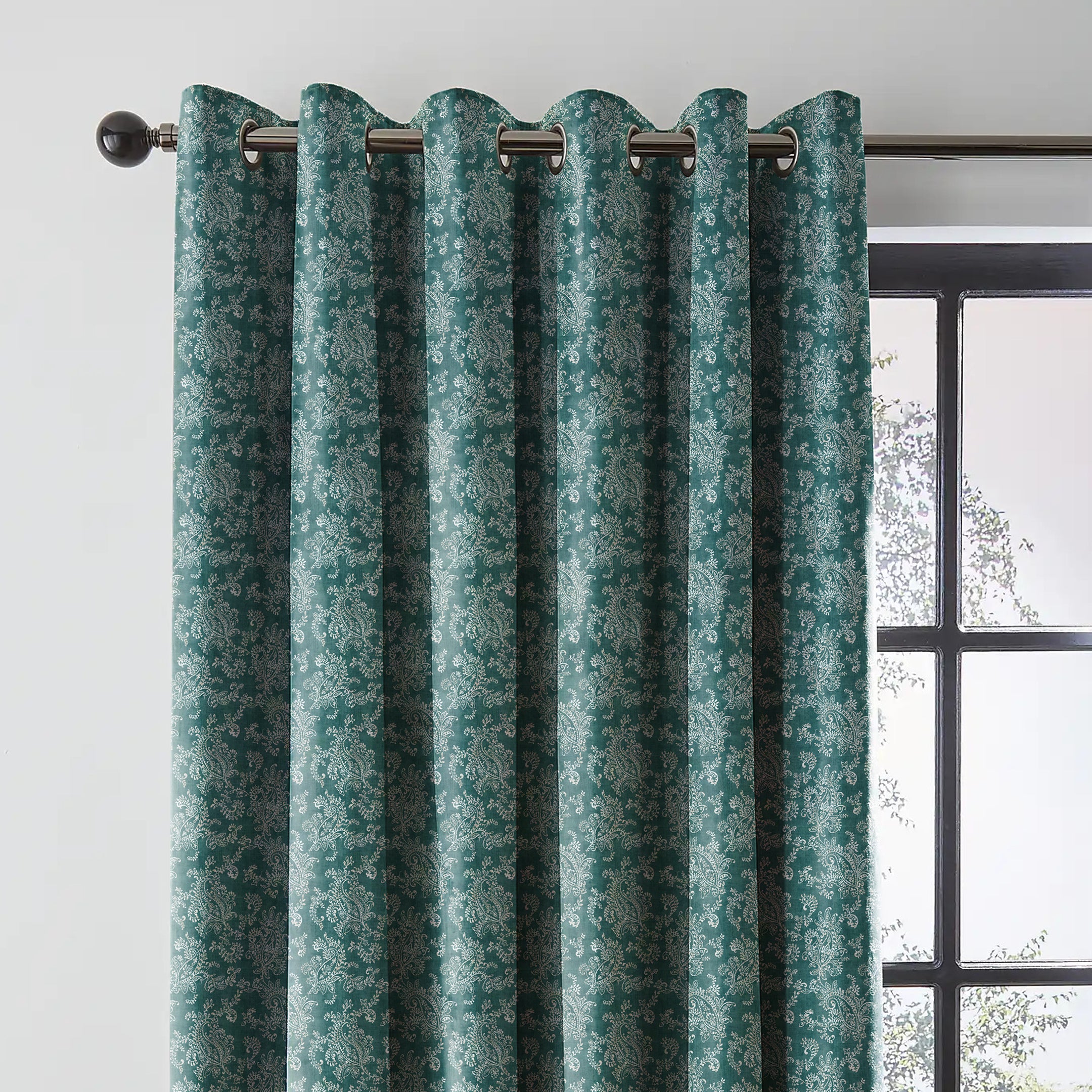 JODHPUR FLOWERS BLACKOUT CURTAIN TEAL