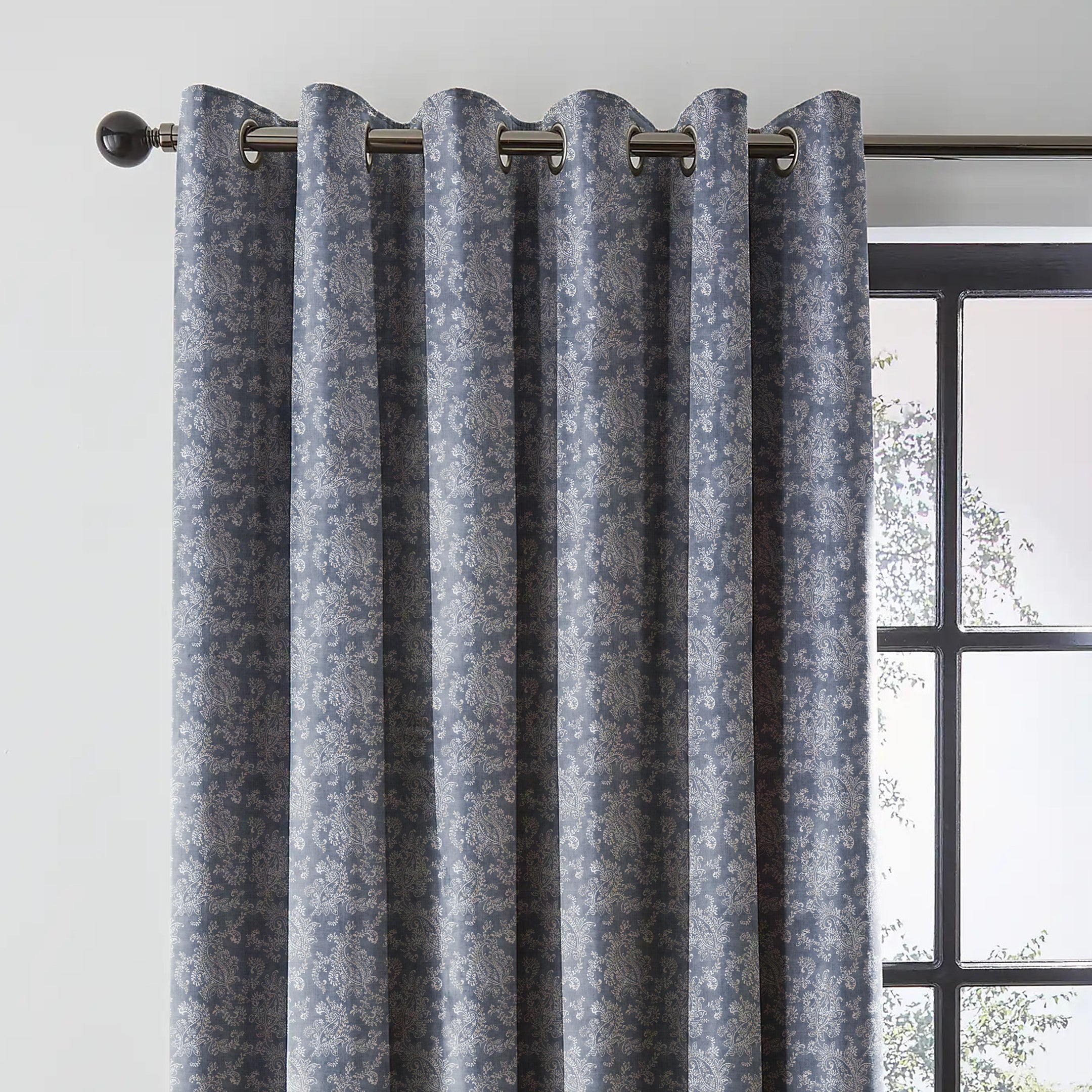 JODHPUR FLOWERS BLACKOUT CURTAIN INDIGO