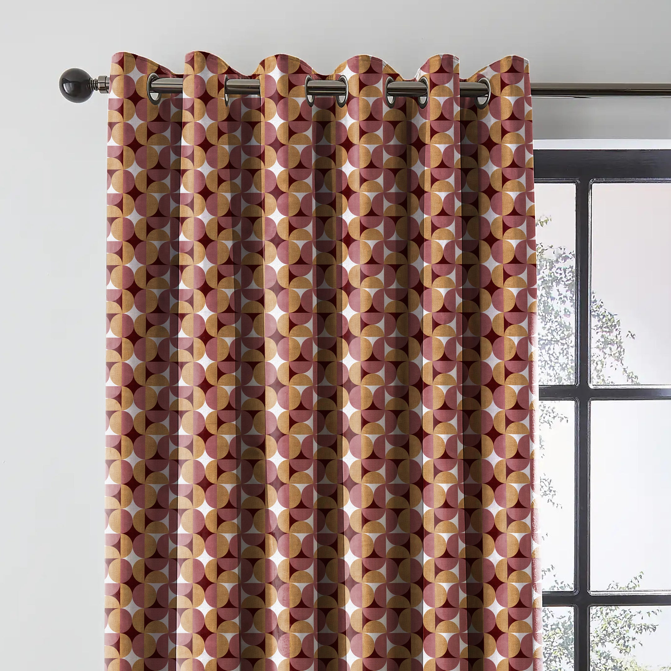 ILLUSION CIRCLE BLACKOUT CURTAIN CAMEL/PINK