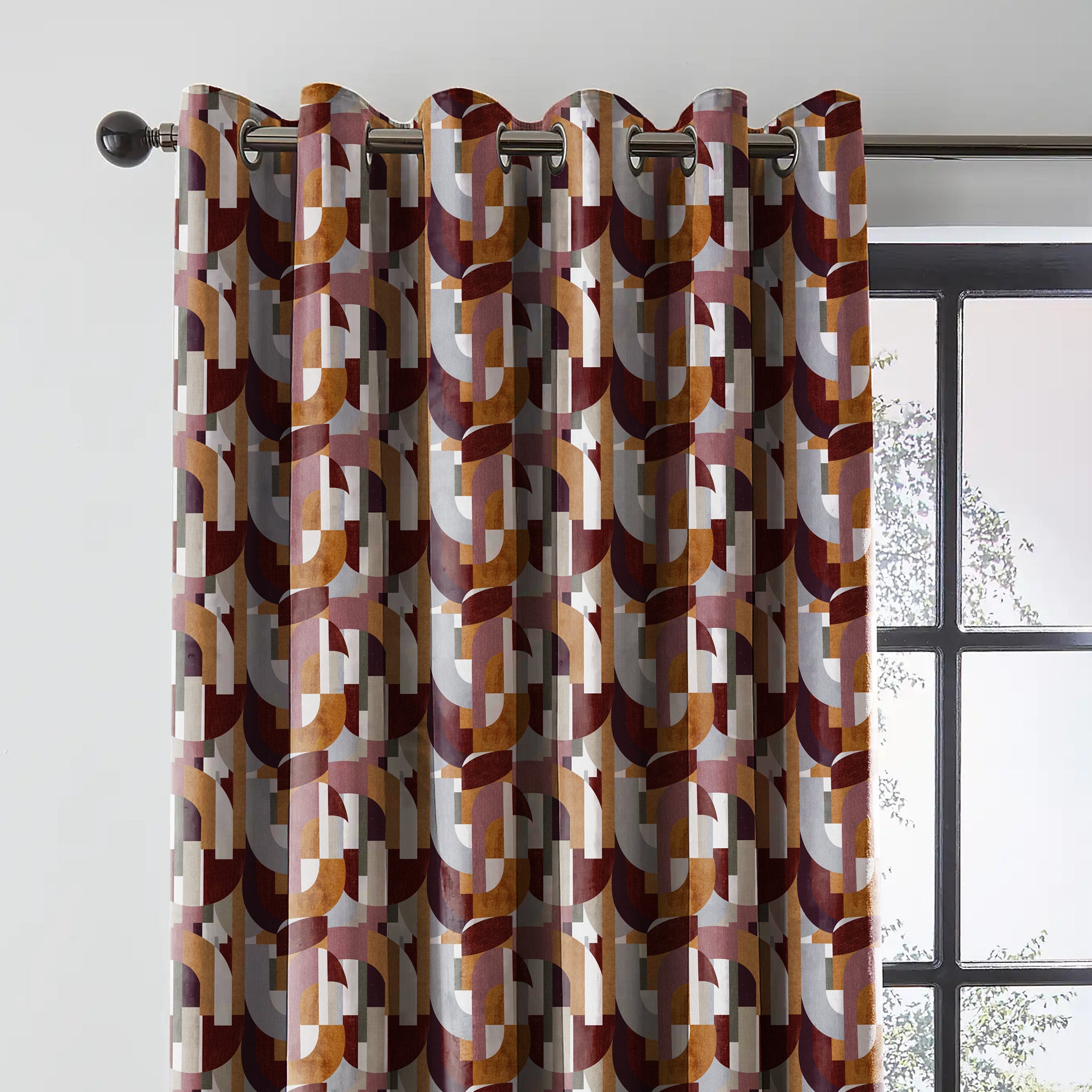 ILLUSION CURVES BLACKOUT CURTAIN CAMEL/PINK