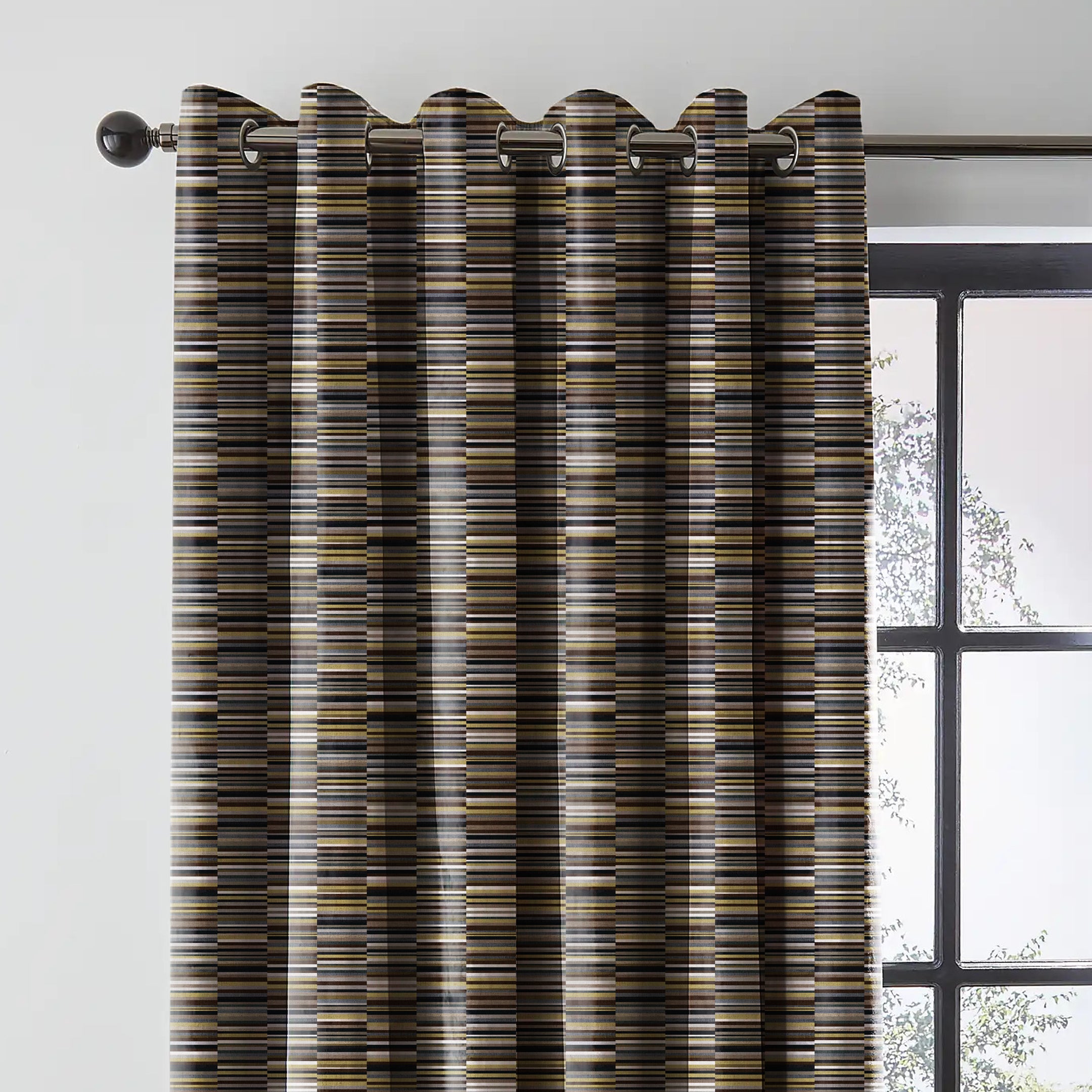 ILLUSION DASH BLACKOUT CURTAIN BROWN/YELLOW