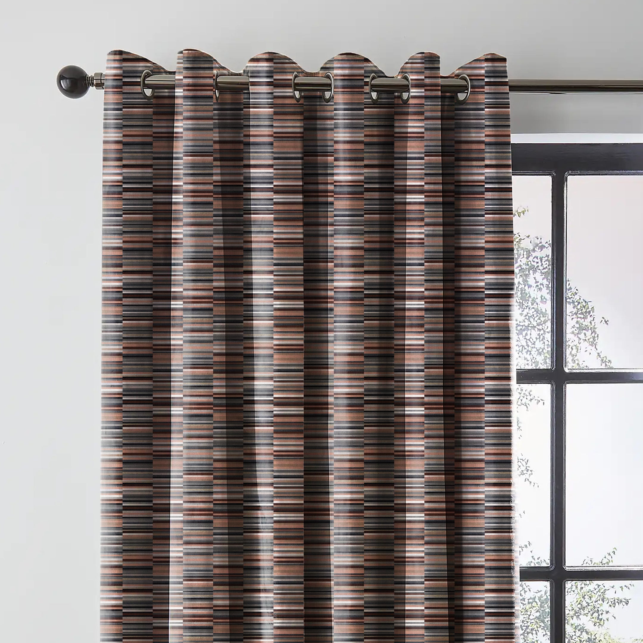 ILLUSION DASH BLACKOUT CURTAIN TERRACOTTA/COFFEE