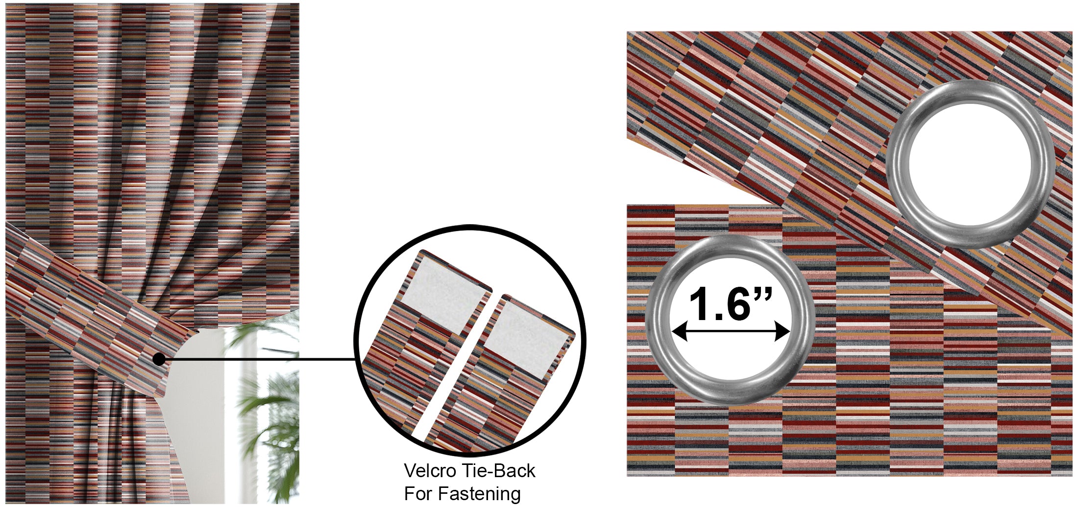 ILLUSION DASH BLACKOUT CURTAIN RED/CAMEL