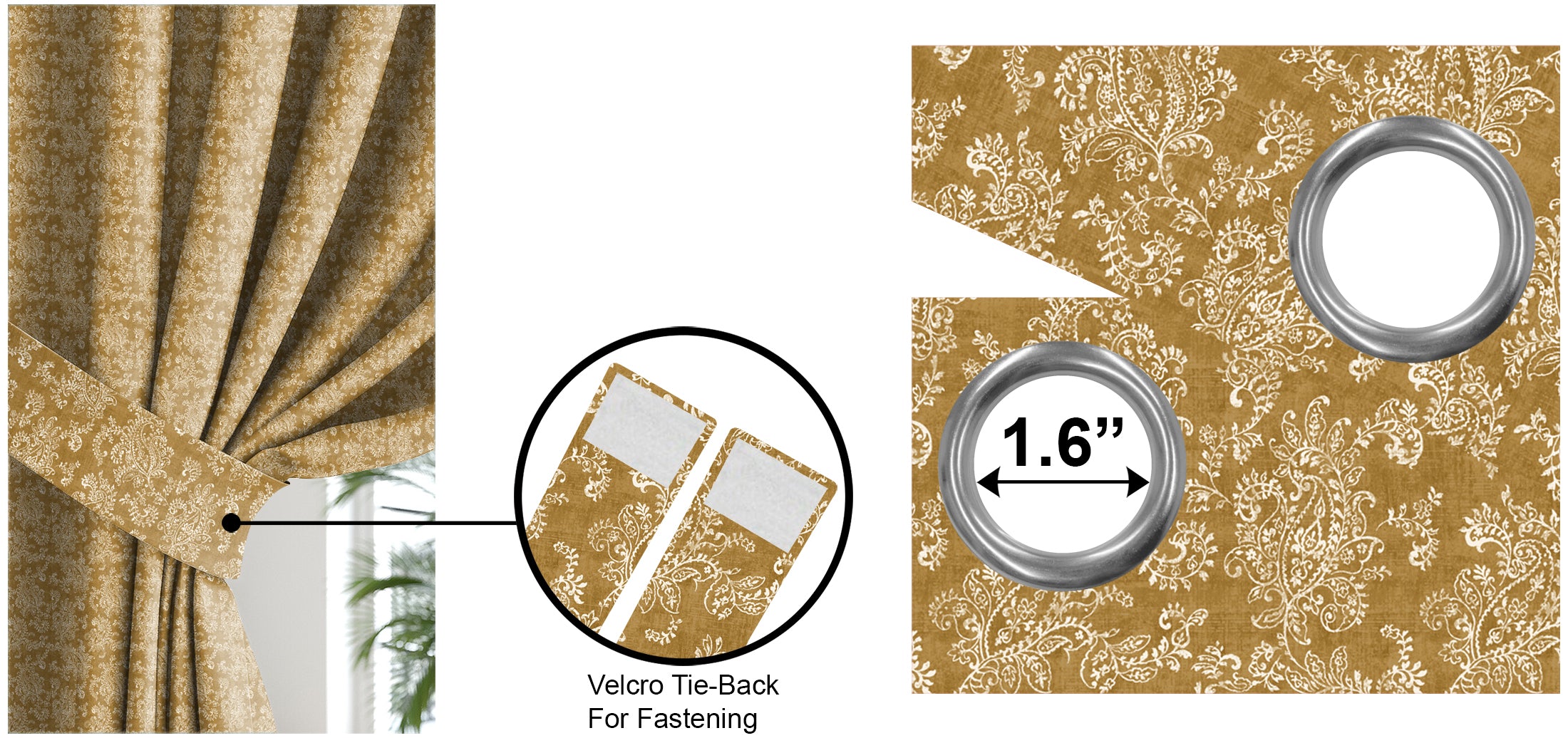 JODHPUR FLOWERS BLACKOUT CURTAINS CAMEL