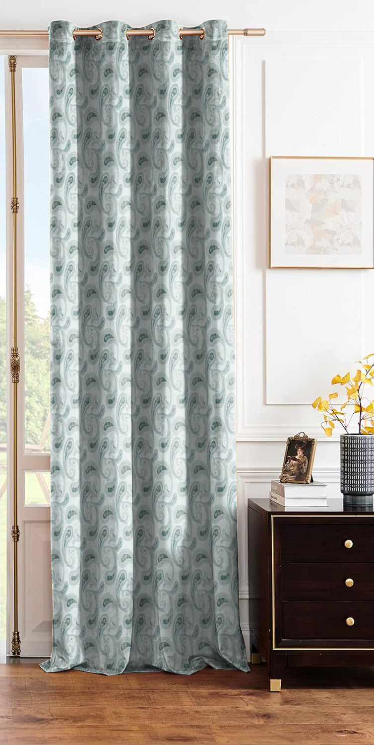 JODHPUR PAISLEY BLACKOUT CURTAIN WHITE/BLUE