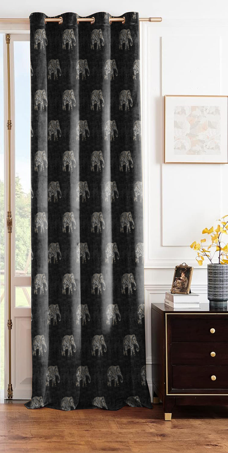 JODHPUR ELEPHANT BLACKOUT CURTAIN BLACK