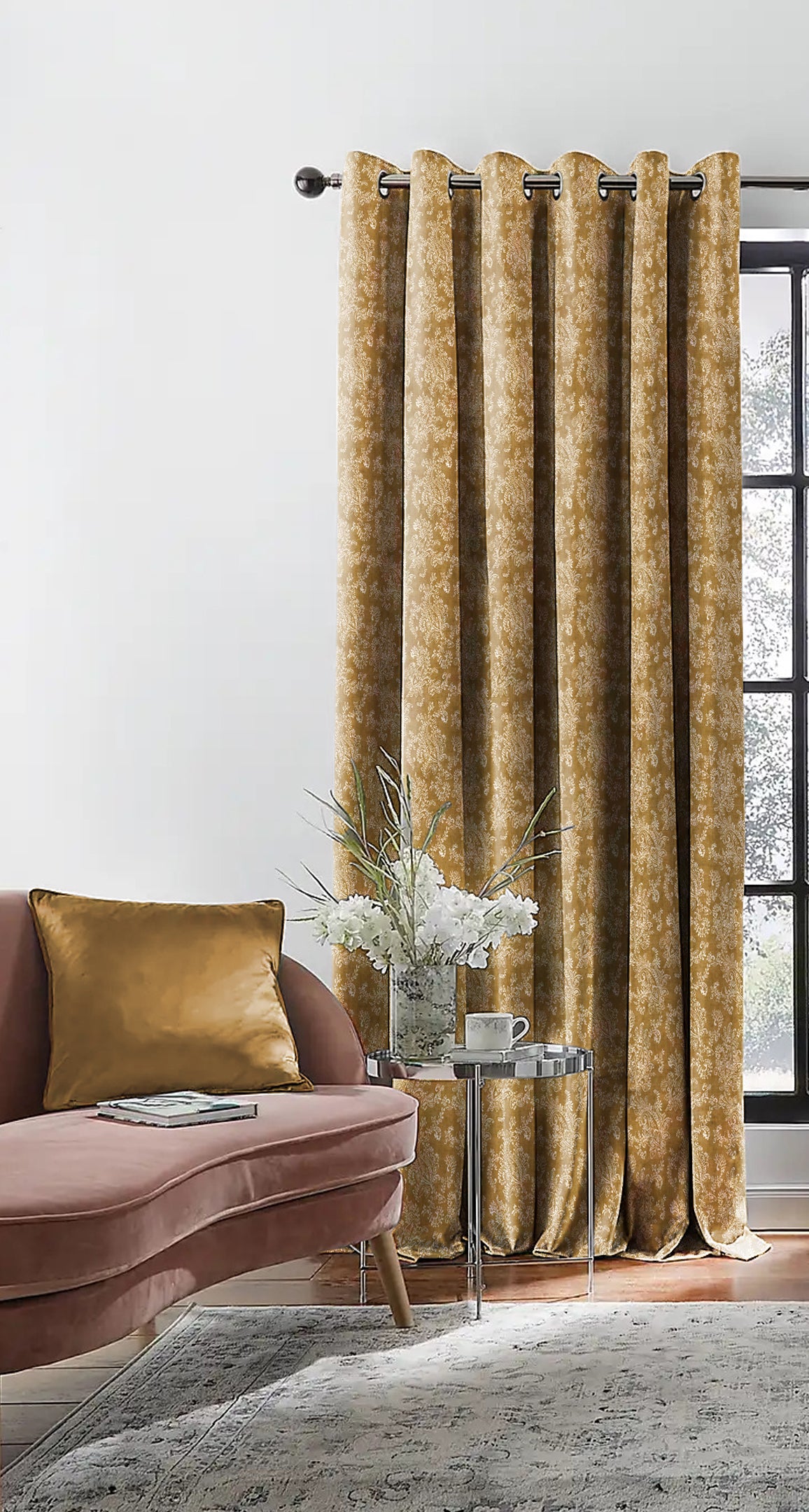 JODHPUR FLOWERS BLACKOUT CURTAIN CAMEL