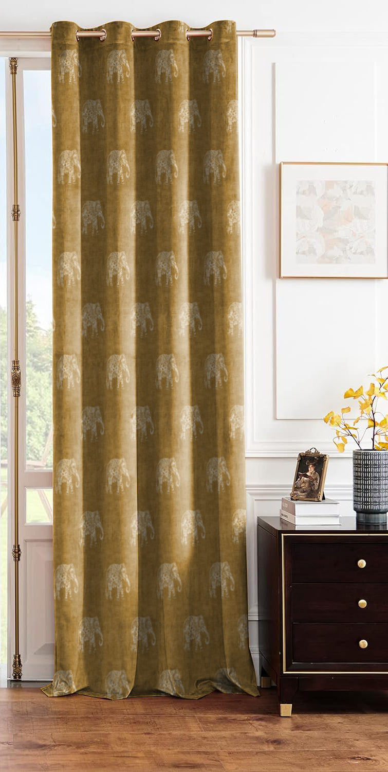 JODHPUR ELEPHANT BLACKOUT CURTAIN CAMEL