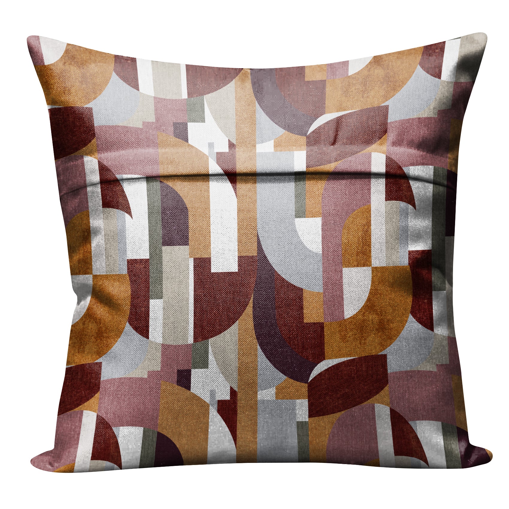 ILLUSION CURVES (16X16 INCH) DIGITAL PRINTED CUSHION COVER CAMEL/PINK
