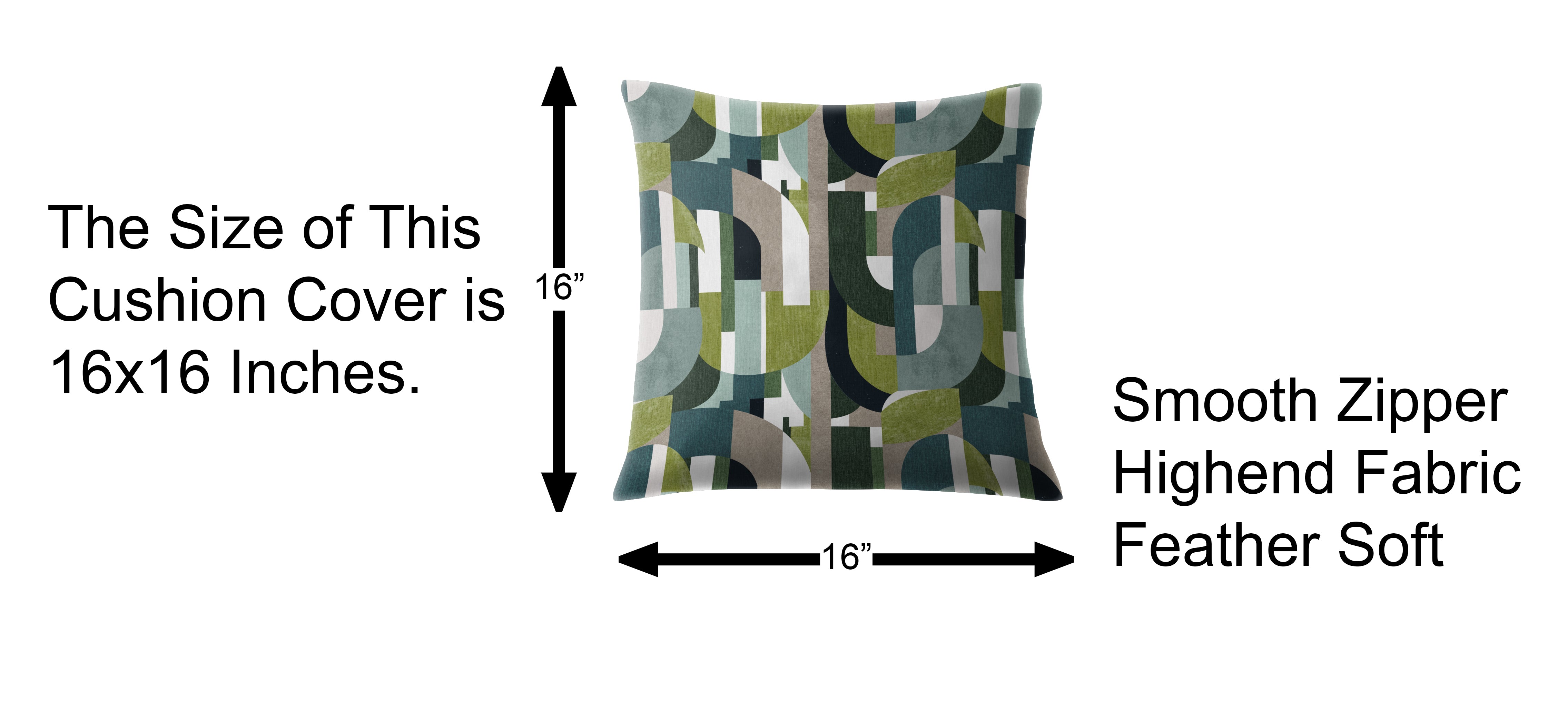 ILLUSION CURVES (16X16 INCH) DIGITAL PRINTED CUSHION COVER TEAL/OLIVE