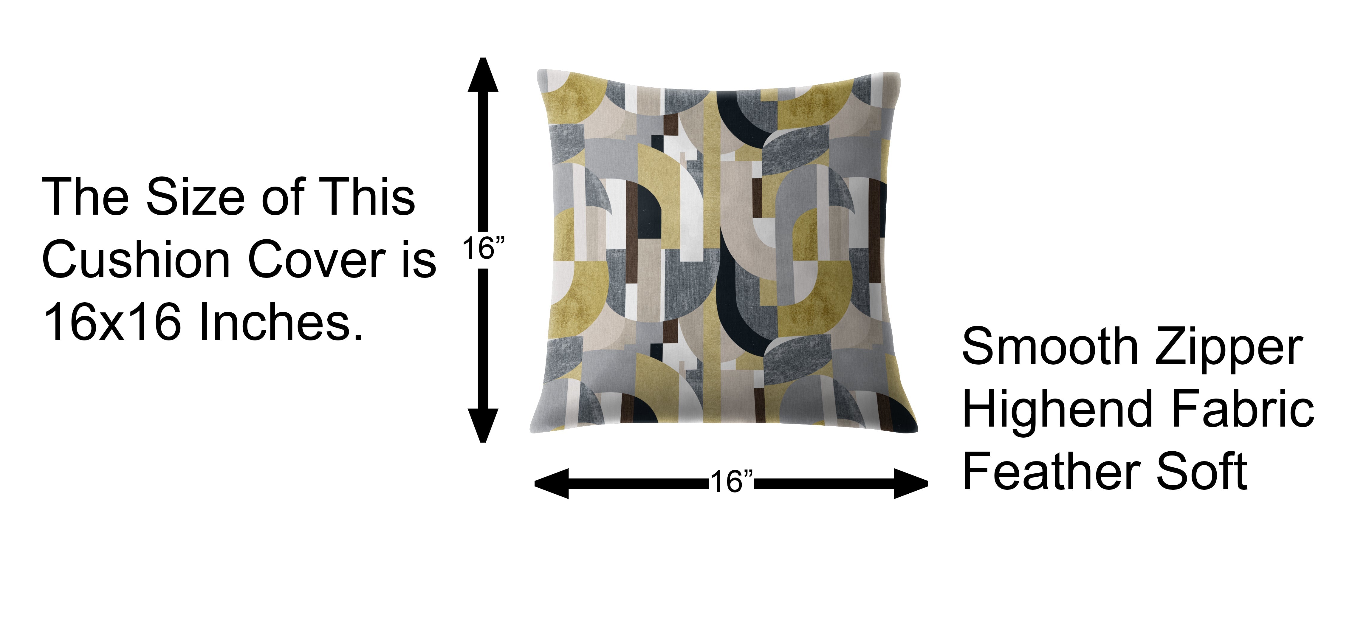 ILLUSION CURVES (16X16 INCH) DIGITAL PRINTED CUSHION COVER YELLOW/GREY