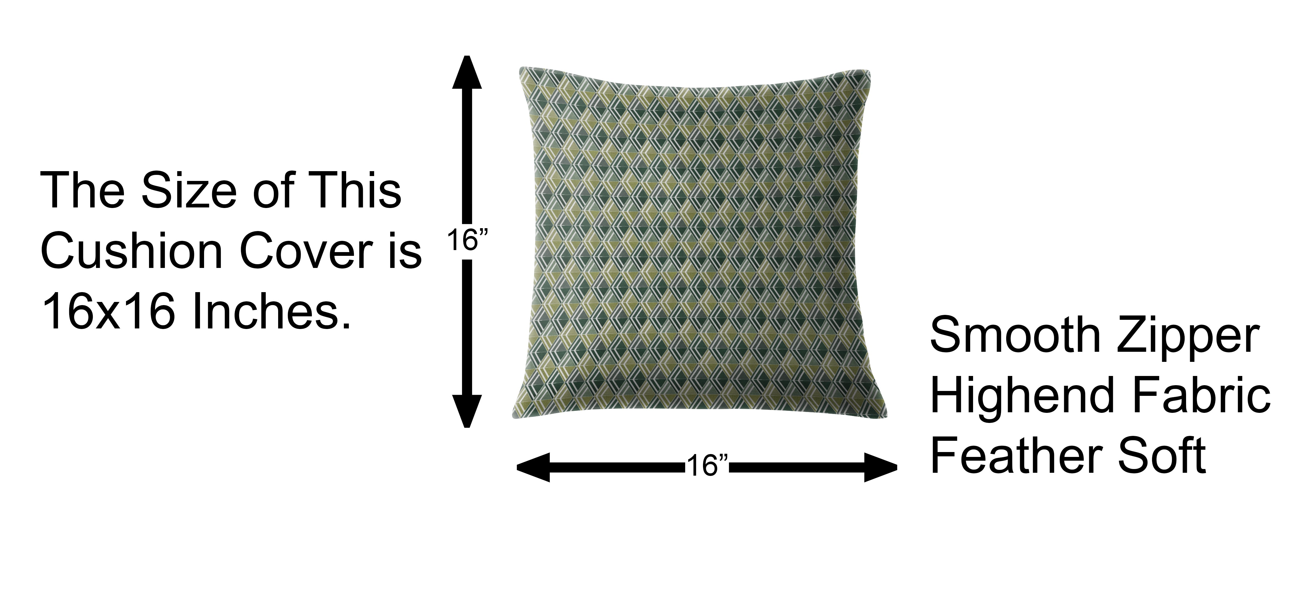 ILLUSION MULTI TRIANGLE DIGITAL PRINTED CUSHION COVER OLIVE/GREEN (Pack of 2)