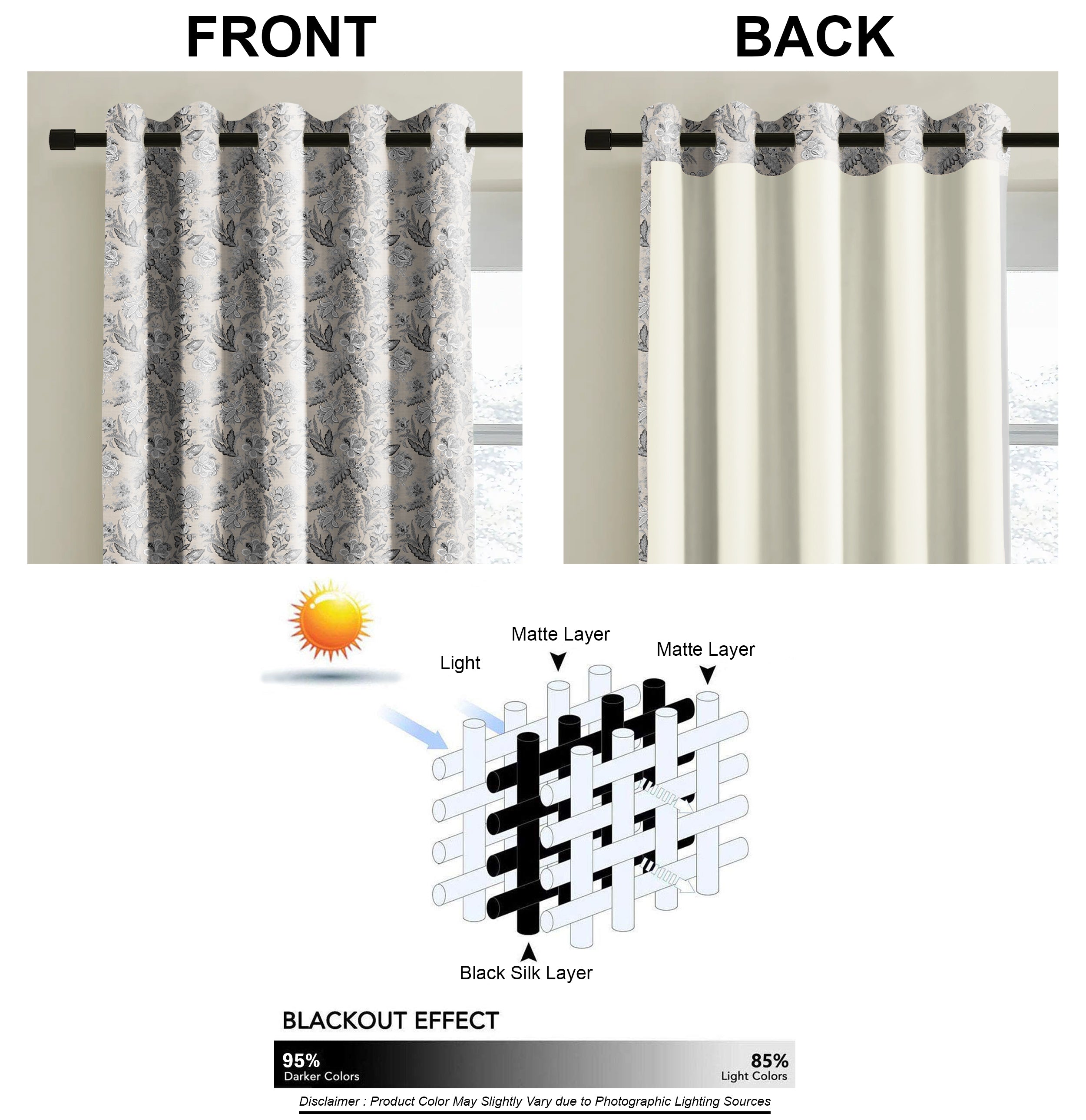 CALVIA GREY PRINTED BLACKOUT CURTAIN